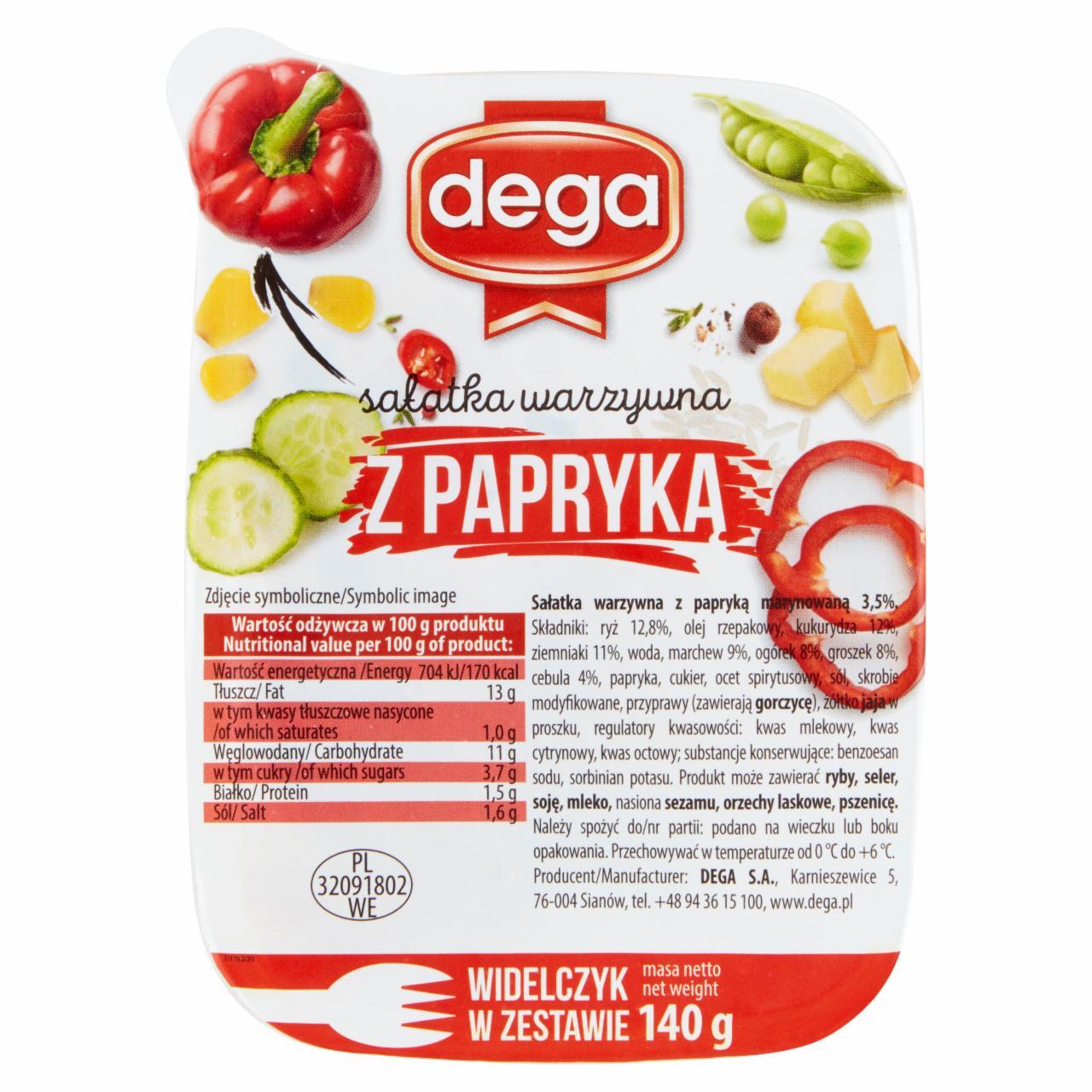 Zdjęcia - Dega Sałatka warzywna z papryką 140 g