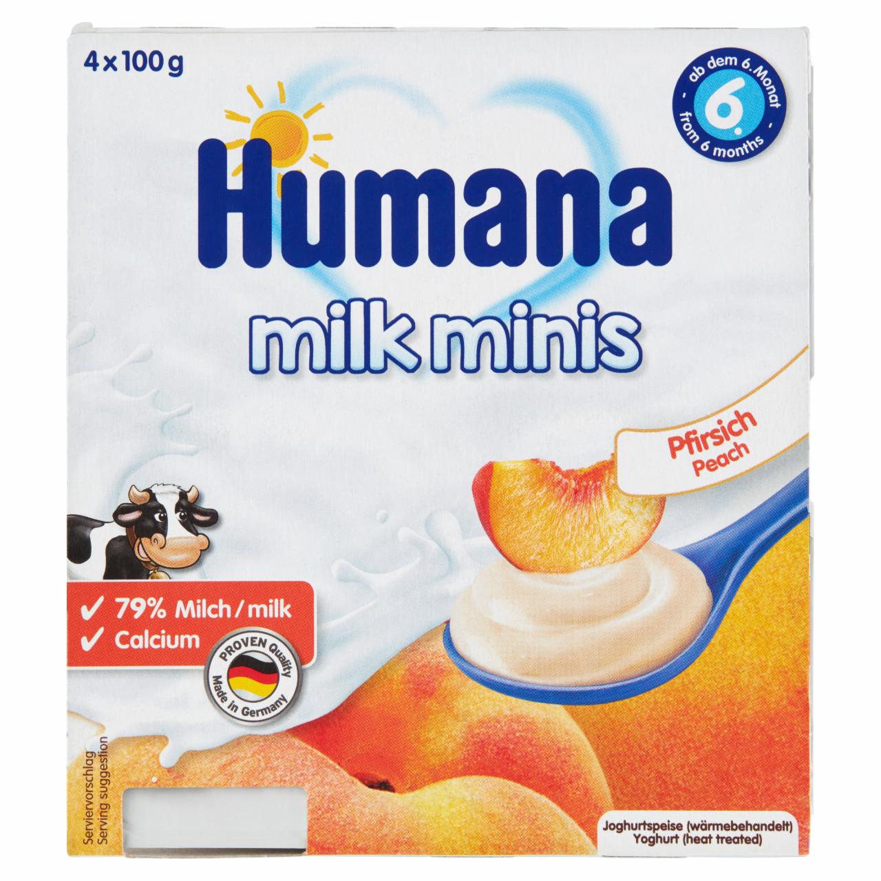 Zdjęcia - Humana Milk Minis Deserek jogurtowy o smaku brzoskwiniowym po 6. miesiącu 400 g (4 x 100 g)
