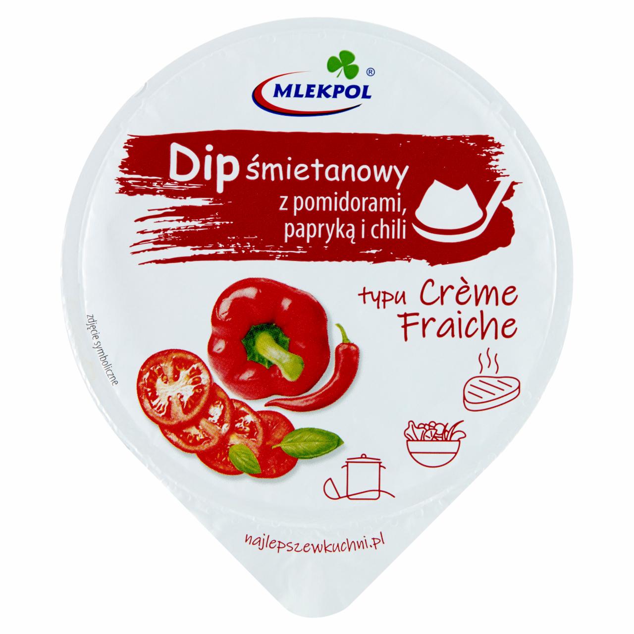 Zdjęcia - Mlekpol Dip śmietanowy z pomidorami papryką i chili typu Crème Fraiche 180 g