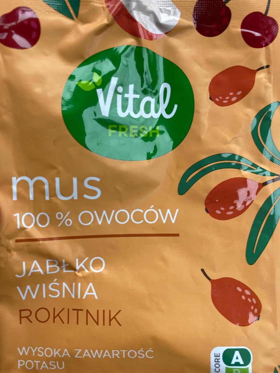 Zdjęcia - Mus 100% owoców jabłko wiśnia rokitnik vital fresh