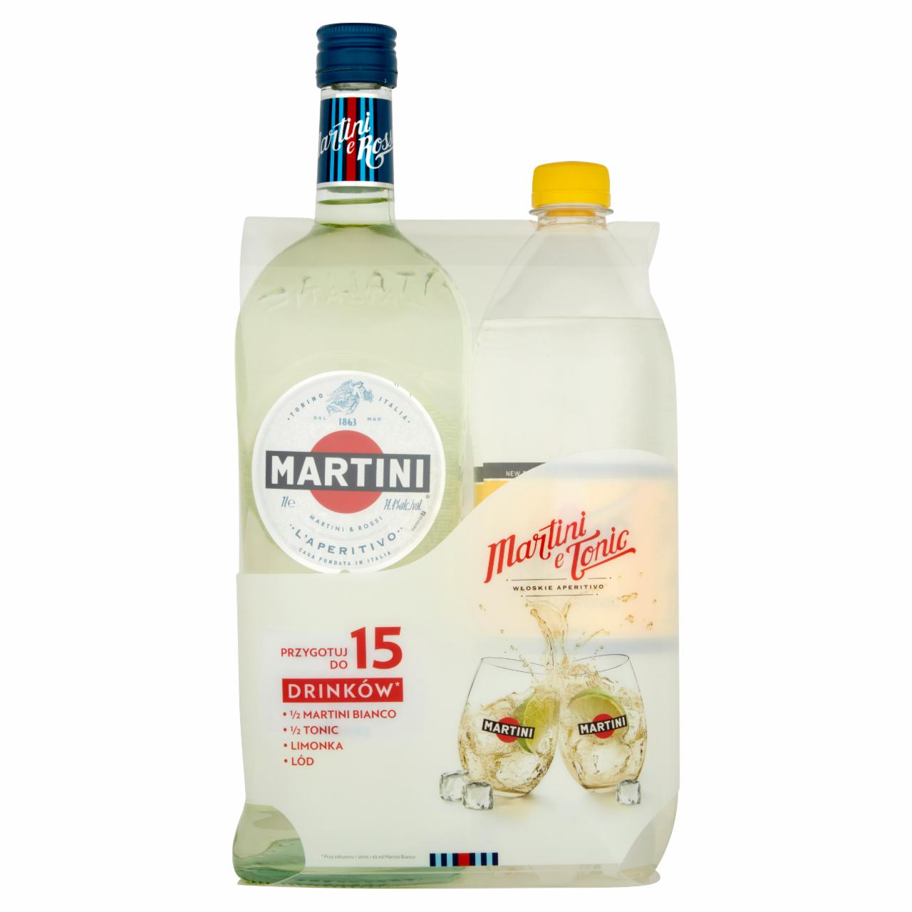 Zdjęcia - Martini Bianco Aromatyzowany napój na bazie wina 1 l i Shweppes Indian Tonic Napój gazowany 1 l