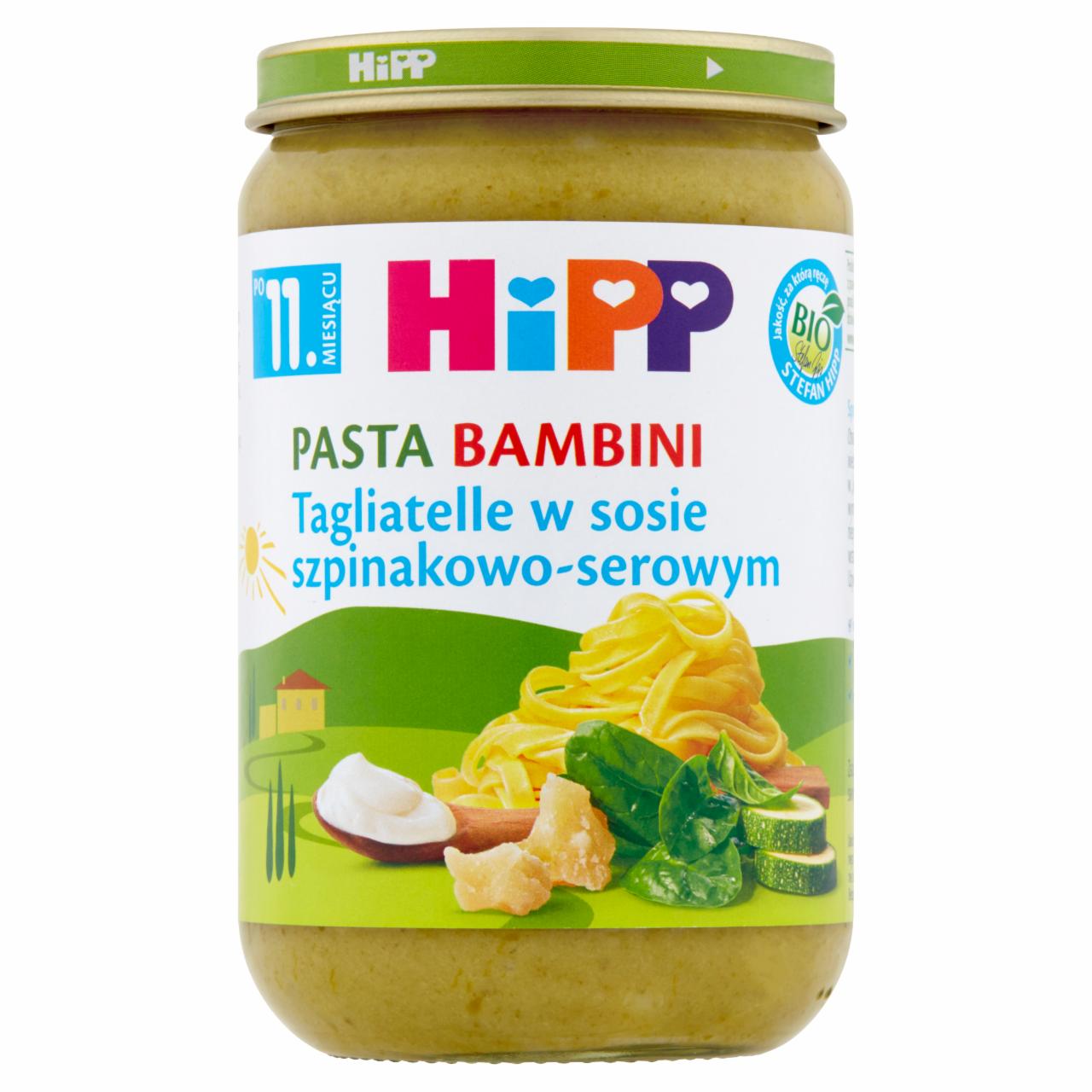 Zdjęcia - HiPP BIO Pasta Bambini Tagliatelle w sosie szpinakowo-serowym po 11. miesiącu 220 g