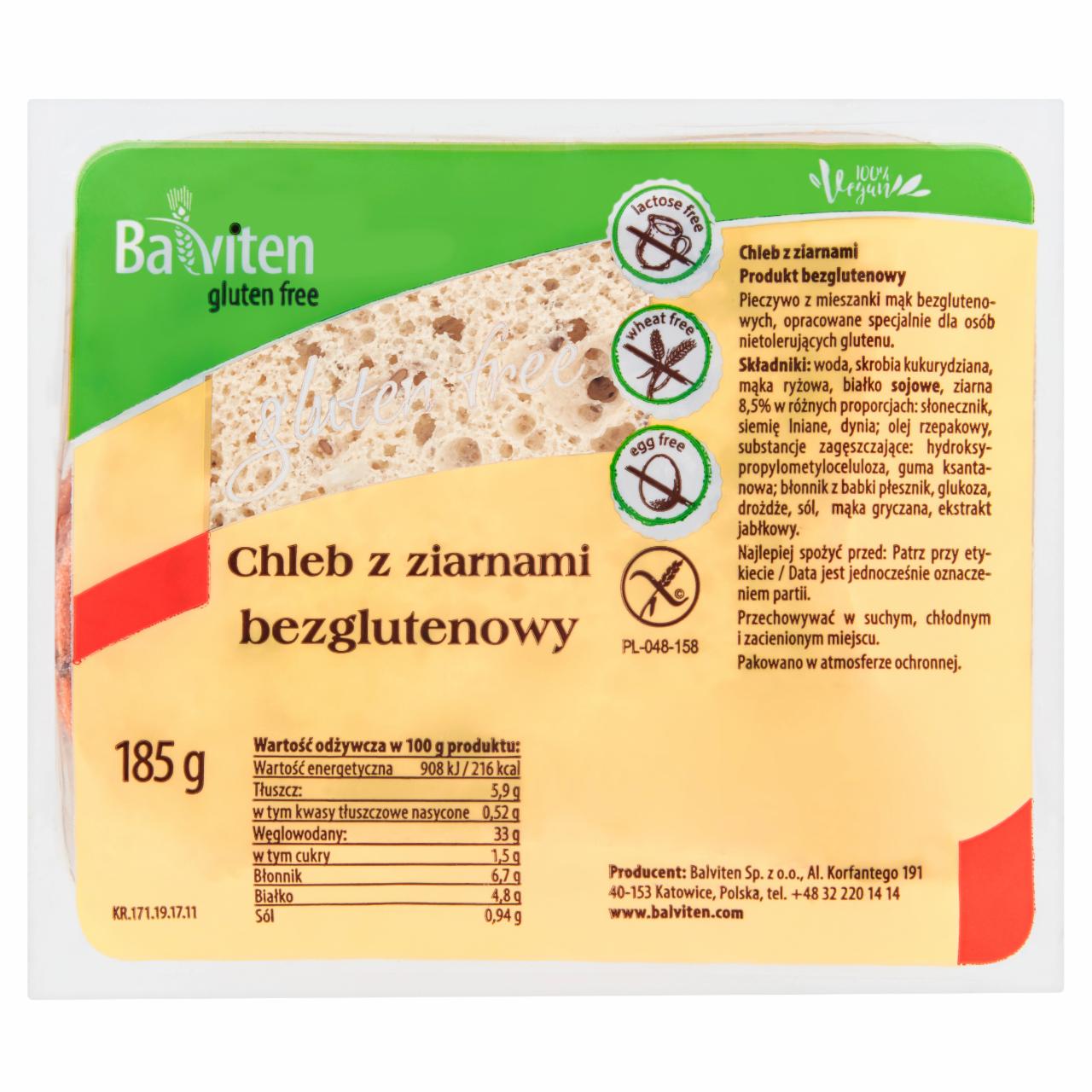 Zdjęcia - Balviten Chleb z ziarnami bezglutenowy 185 g