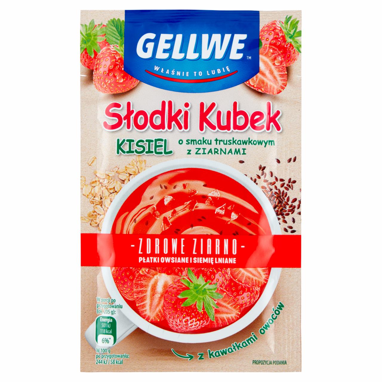 Zdjęcia - Gellwe Słodki Kubek Kisiel o smaku truskawkowym z ziarnami 30 g