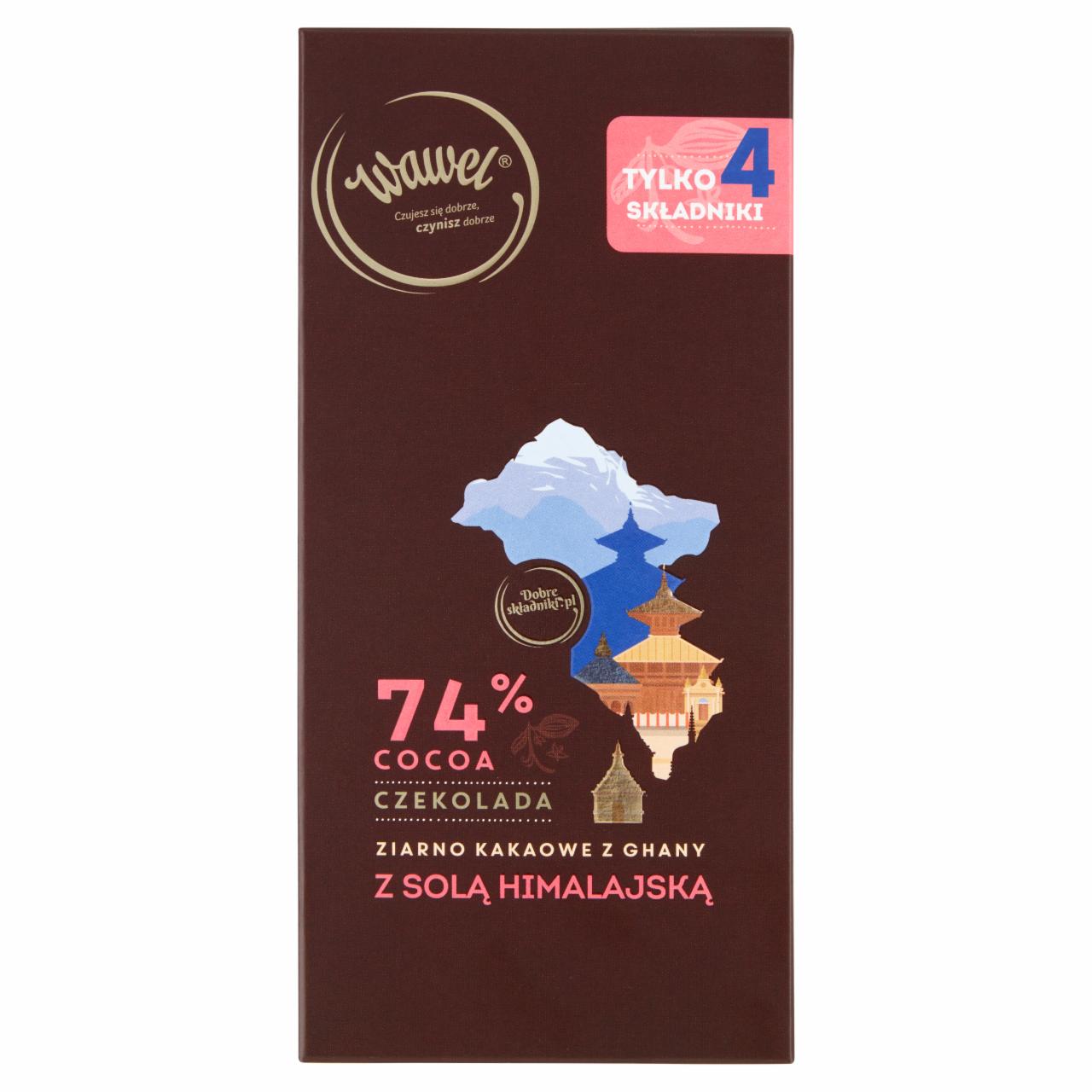 Zdjęcia - Wawel Czekolada 74% cocoa ziarno kakaowe z Ghany z solą himalajską 100 g