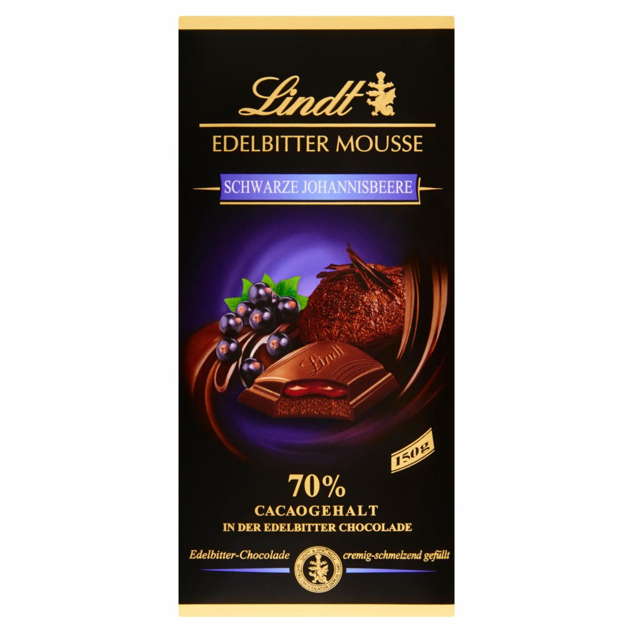 Zdjęcia - Lindt 70% Gorzka czekolada nadziewana musem i nadzieniem z czarnych porzeczek 150 g