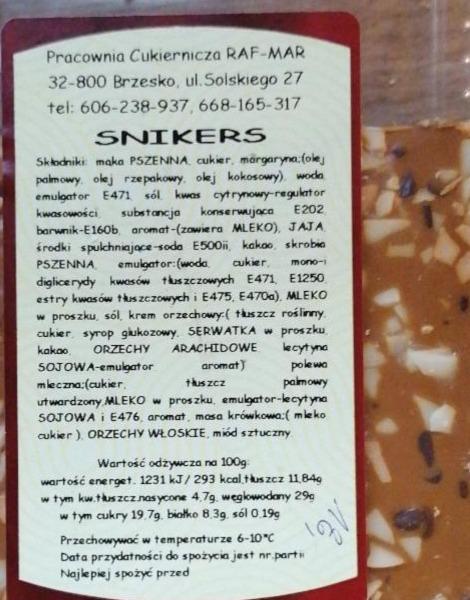 Zdjęcia - Snickers ciasto Raf Mar