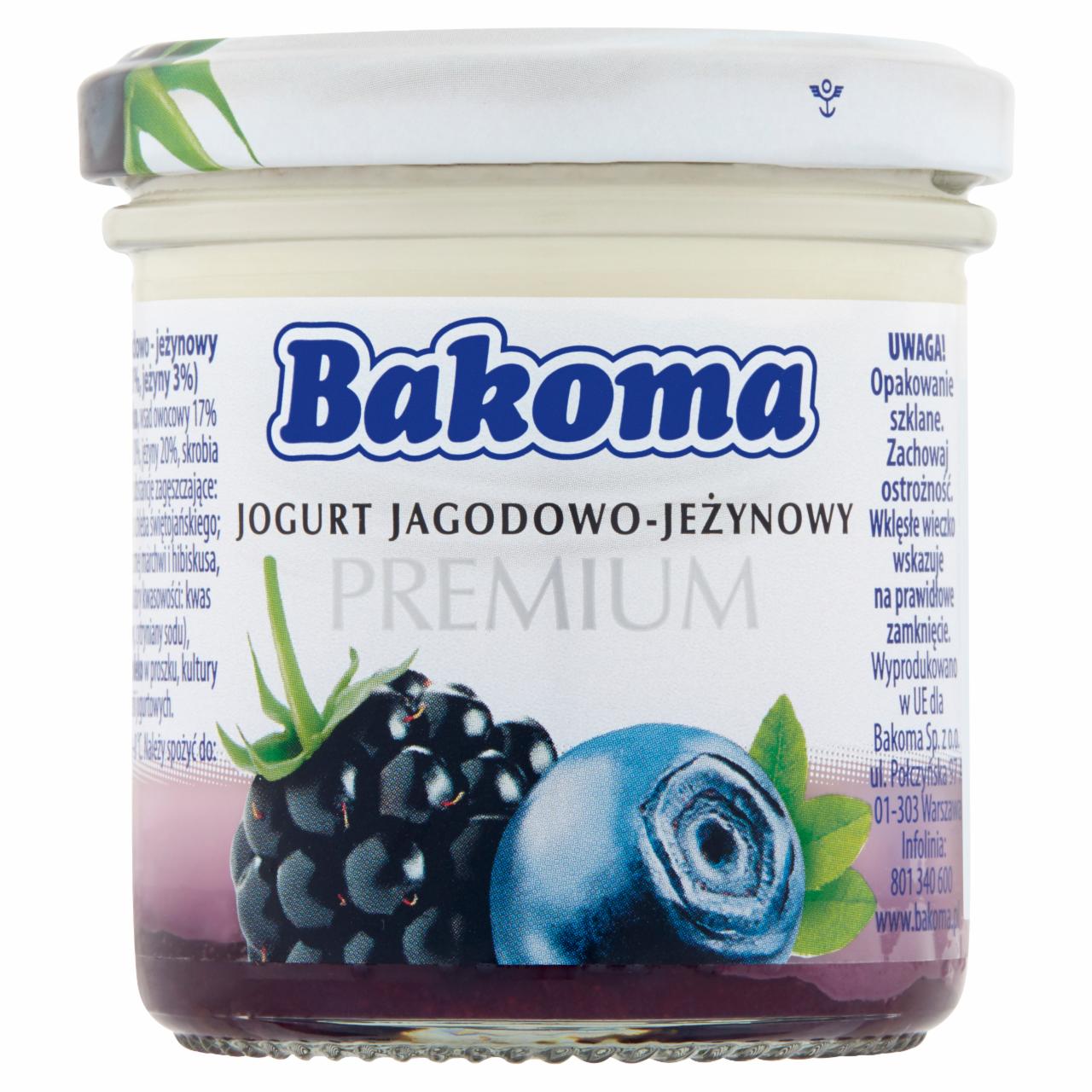 Zdjęcia - Bakoma Premium Jogurt jagodowo-jeżynowy 150 g