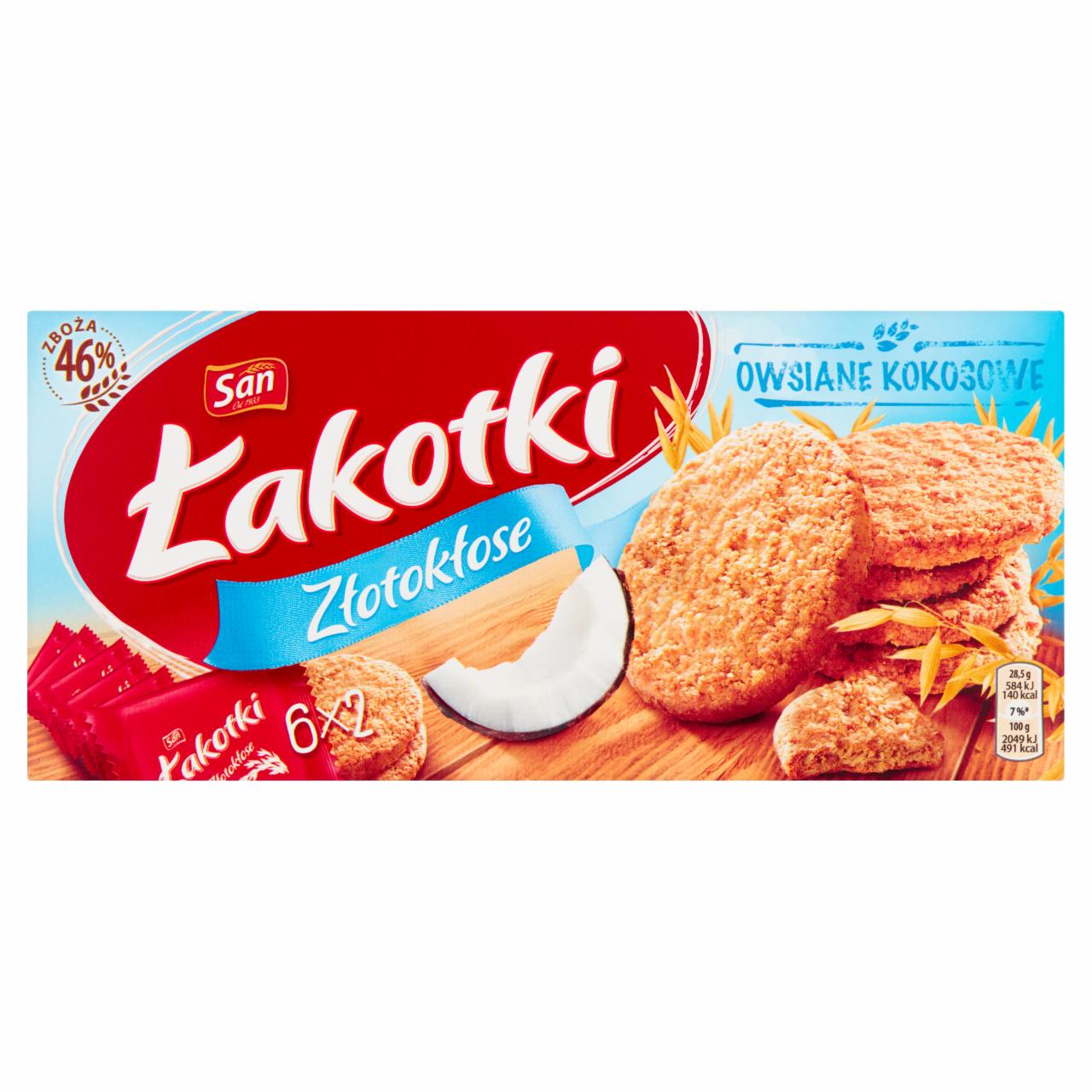 Zdjęcia - San Łakotki Złotokłose Ciastka owsiane kokosowe 171 g (6 x 2 sztuki)