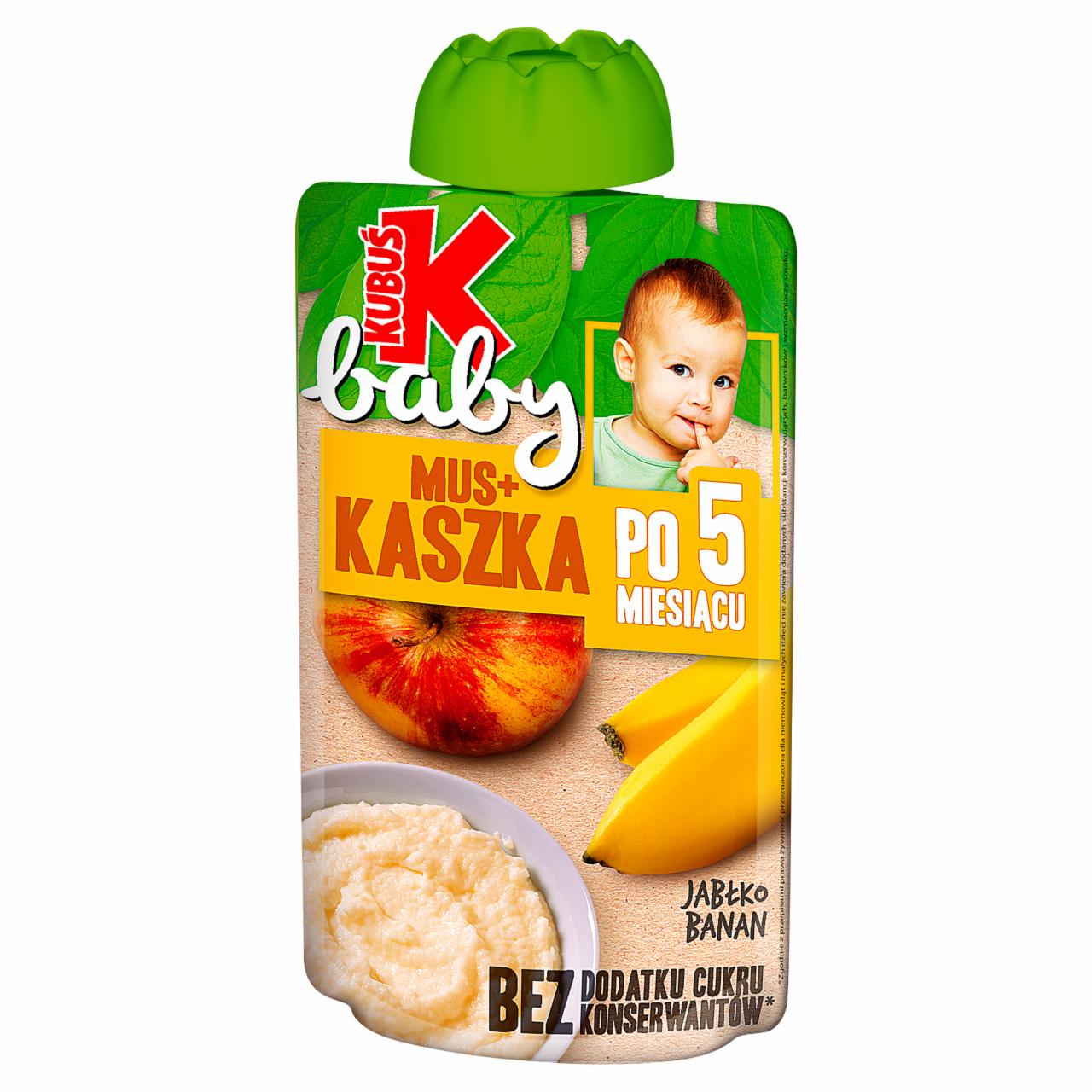 Zdjęcia - Drugie śniadanie Mus jabłko banan aronia malina + kasza manna Kubuś