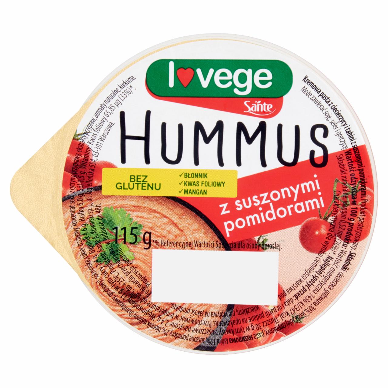 Zdjęcia - Sante Hummus z suszonymi pomidorami 115 g