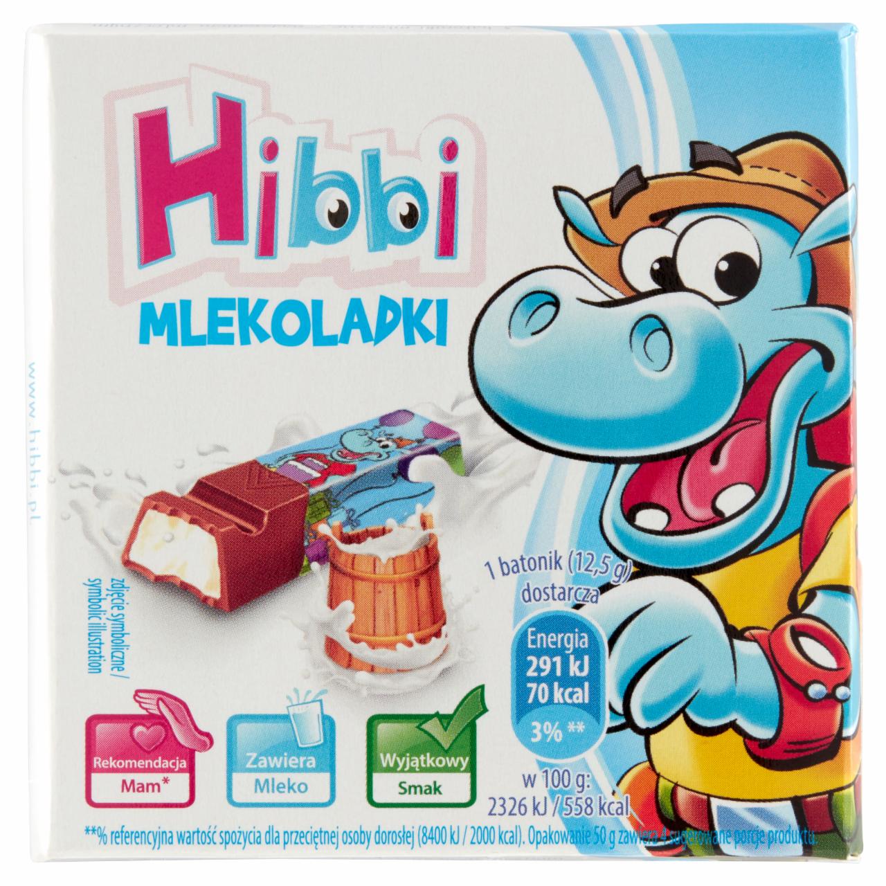 Zdjęcia - Hibbi Mlekoladki Batoniki mleczne z nadzieniem mlecznym 50 g (4 sztuki)