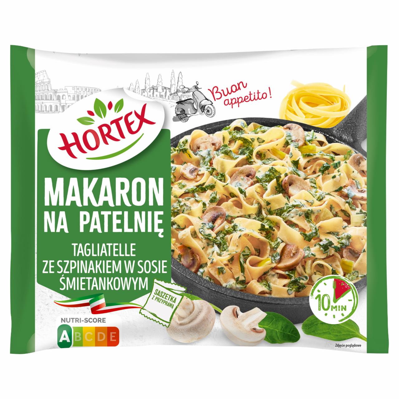 Zdjęcia - Hortex Makaron na patelnię tagliatelle ze szpinakiem w sosie śmietankowym 450 g
