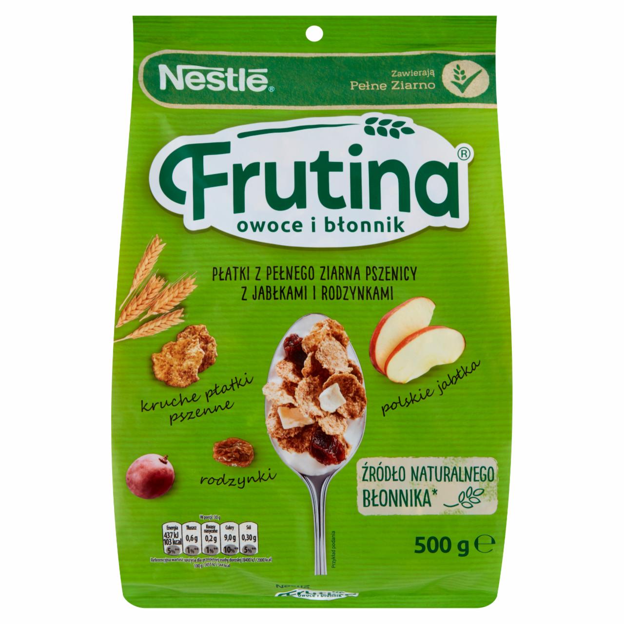 Zdjęcia - Frutina Owoce i Błonnik Płatki z pełnego ziarna pszenicy z jabłkami i rodzynkami Nestlé
