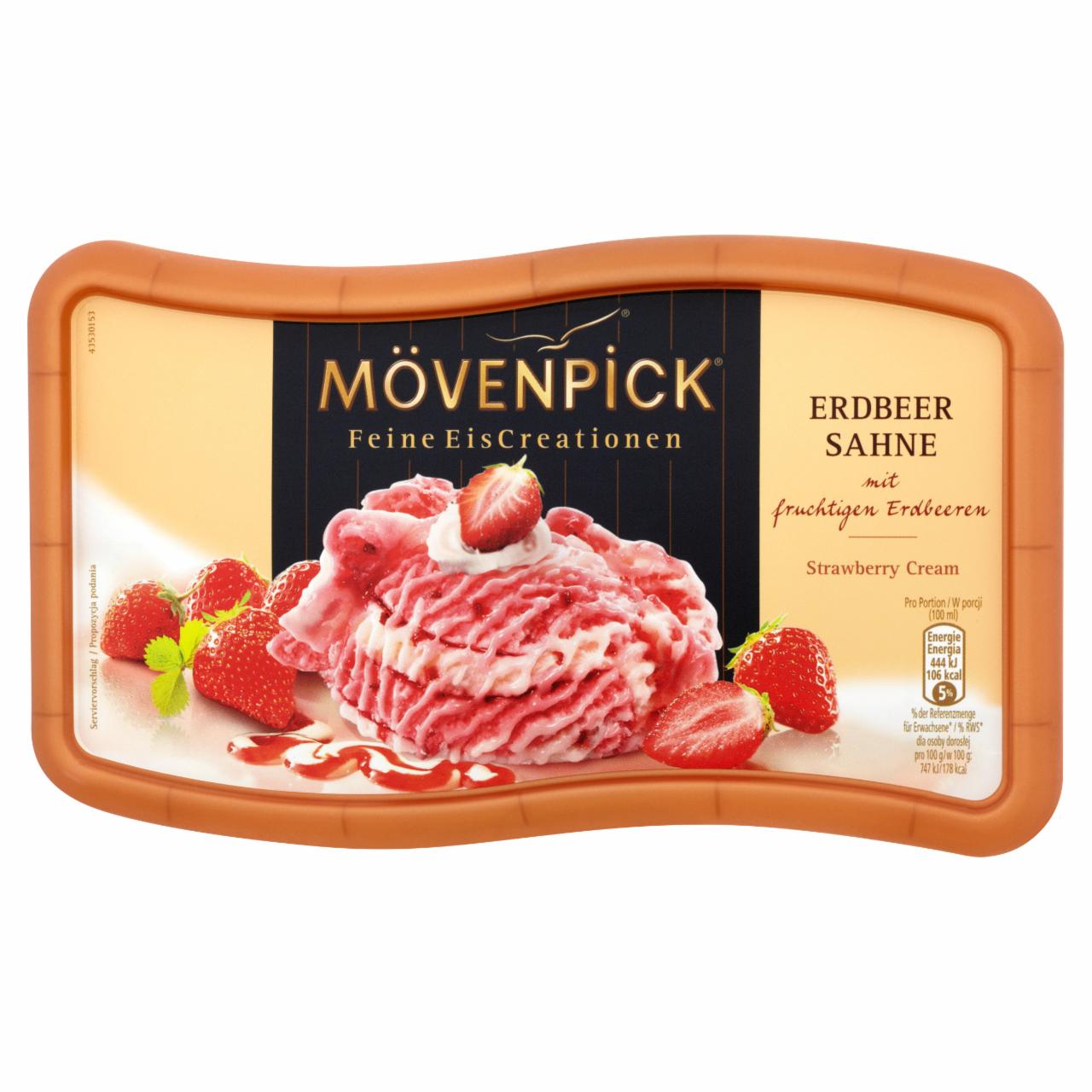 Zdjęcia - Mövenpick Lody truskawkowe z kawałkami truskawek i lody ze śmietanką i sosem truskawkowym 900 ml