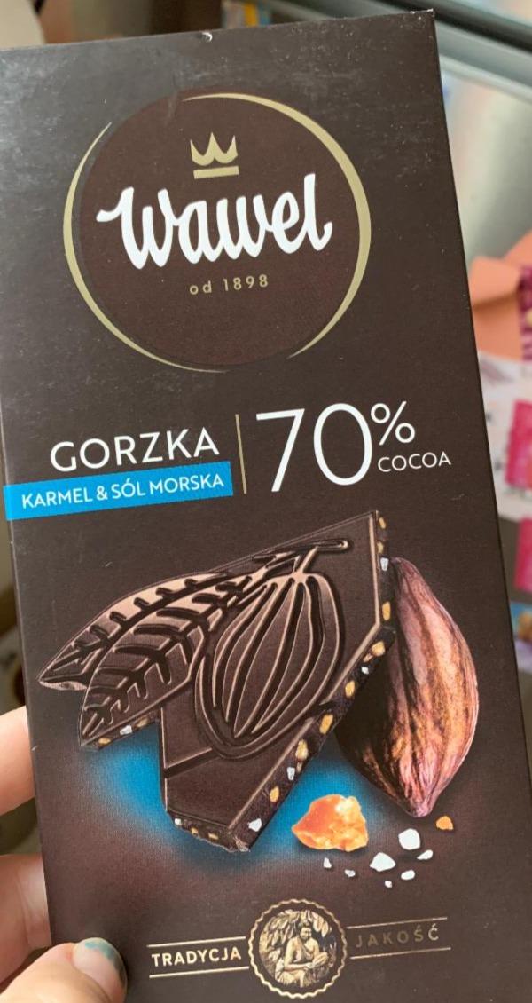 Zdjęcia - Gorzka 70% cocoa Karmel & Sól morska Wawel