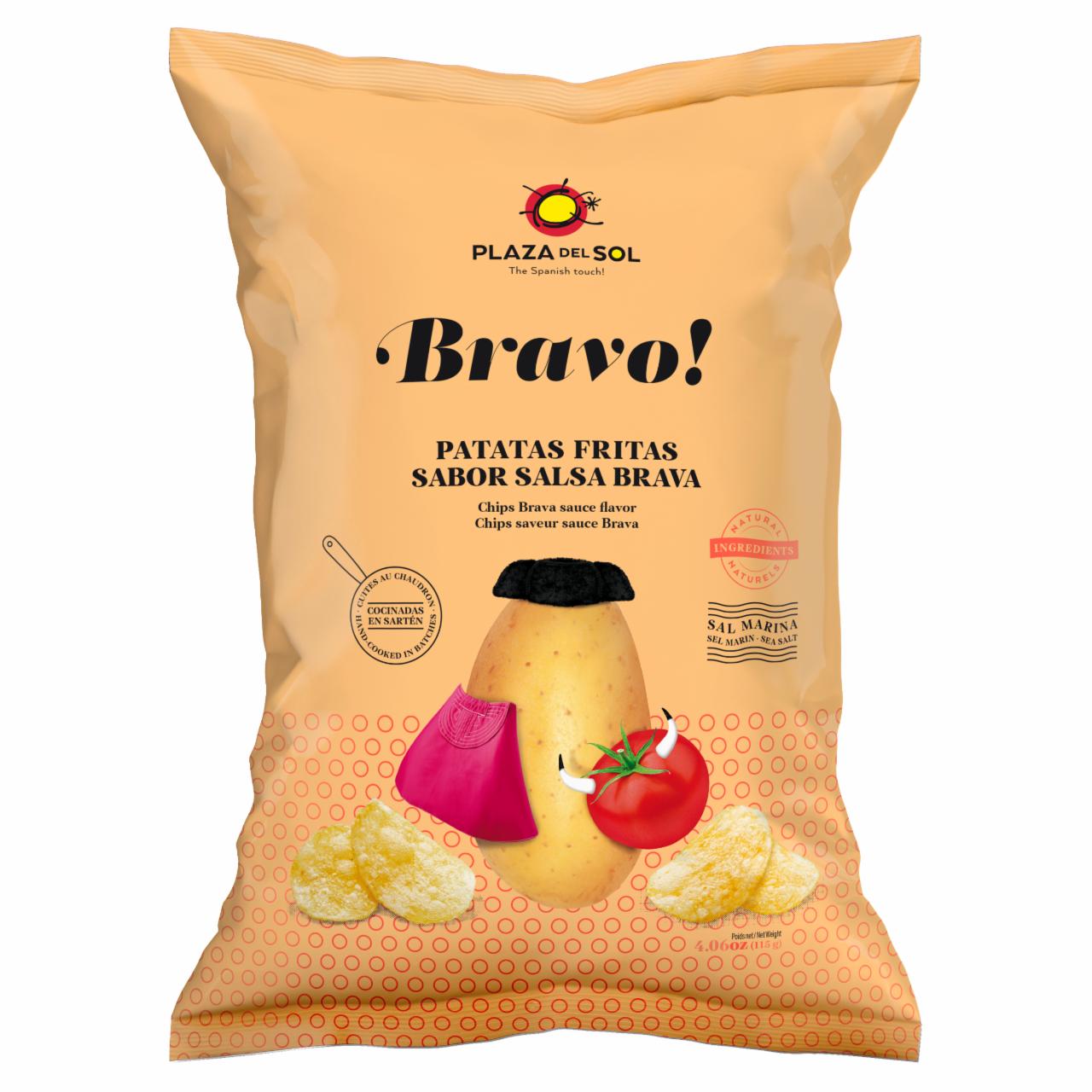 Zdjęcia - Plaza del Sol Chipsy ziemniaczane o smaku ostrego sosu bravo 115 g