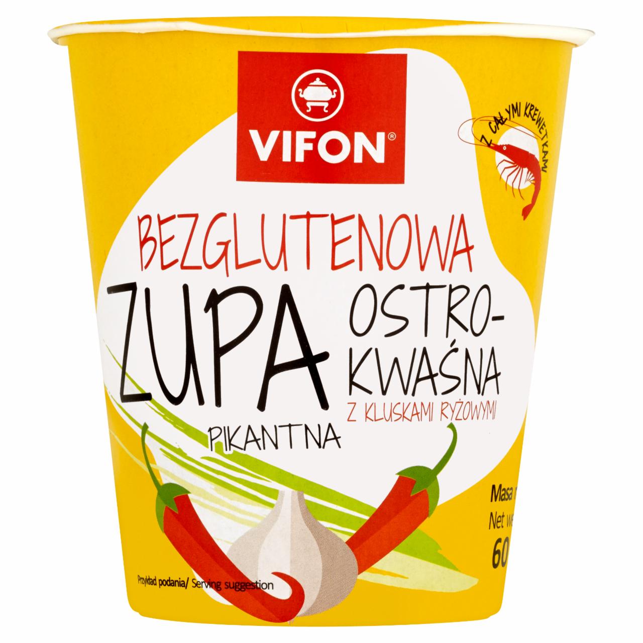 Zdjęcia - Vifon Bezglutenowa zupa ostro-kwaśna z kluskami ryżowymi pikantna 60 g