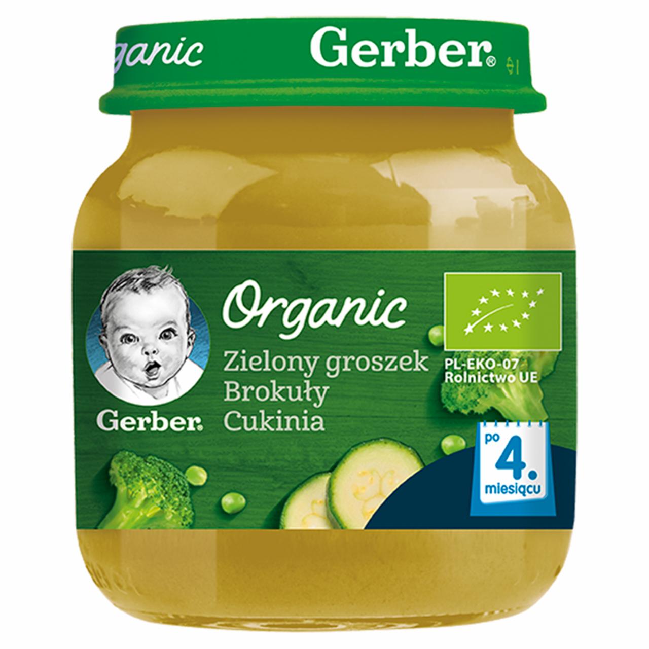 Zdjęcia - Gerber Organic Zielony groszek brokuły cukinia dla niemowląt po 4. miesiącu 125 g