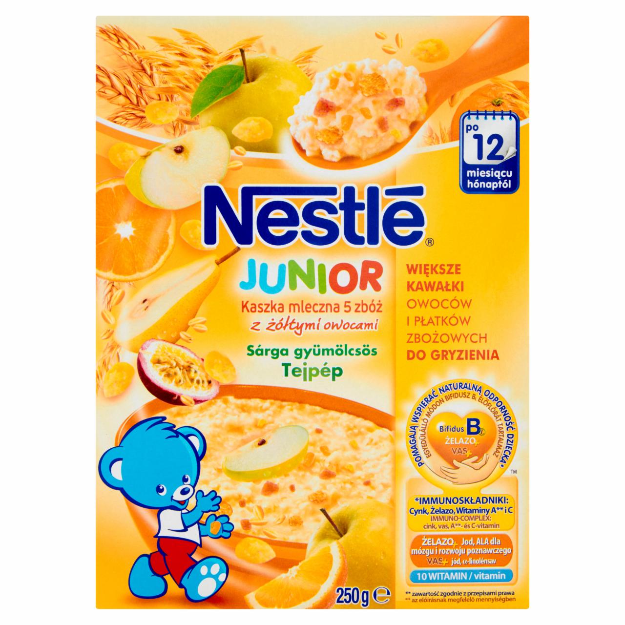 Zdjęcia - Nestlé Junior Kaszka mleczna 5 zbóż z żółtymi owocami po 12 miesiącu 250 g