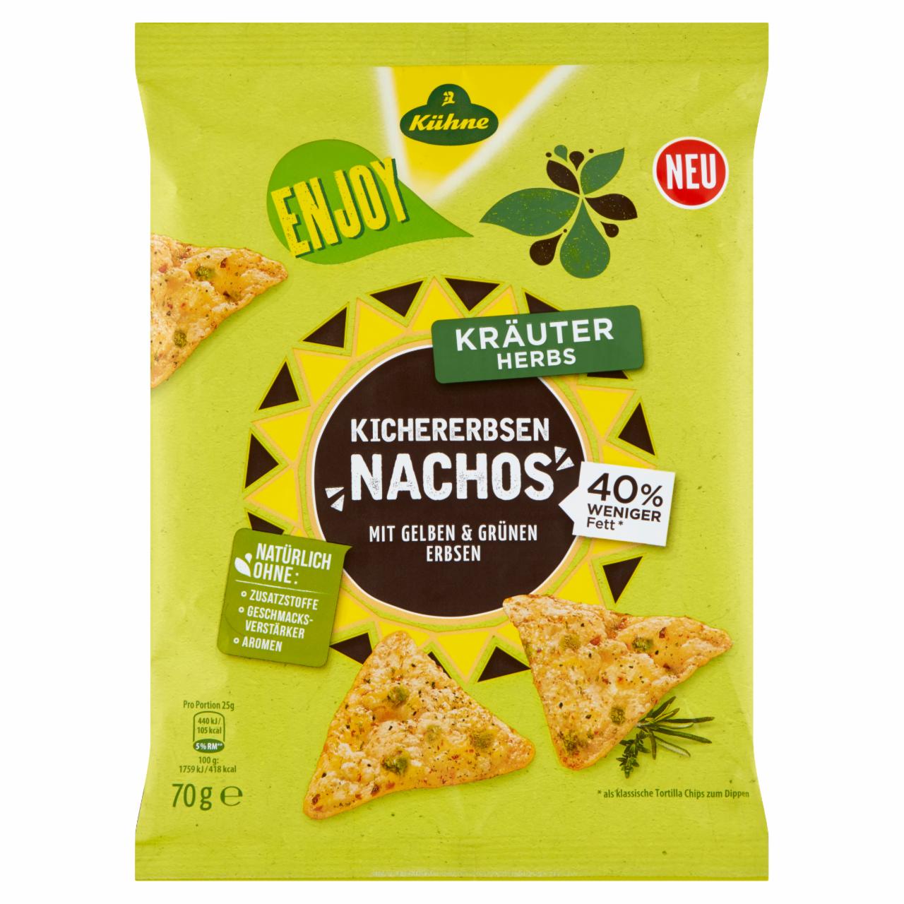 Zdjęcia - Kühne Chipsy nachos z ciecierzycy z dodatkiem ziół 70 g