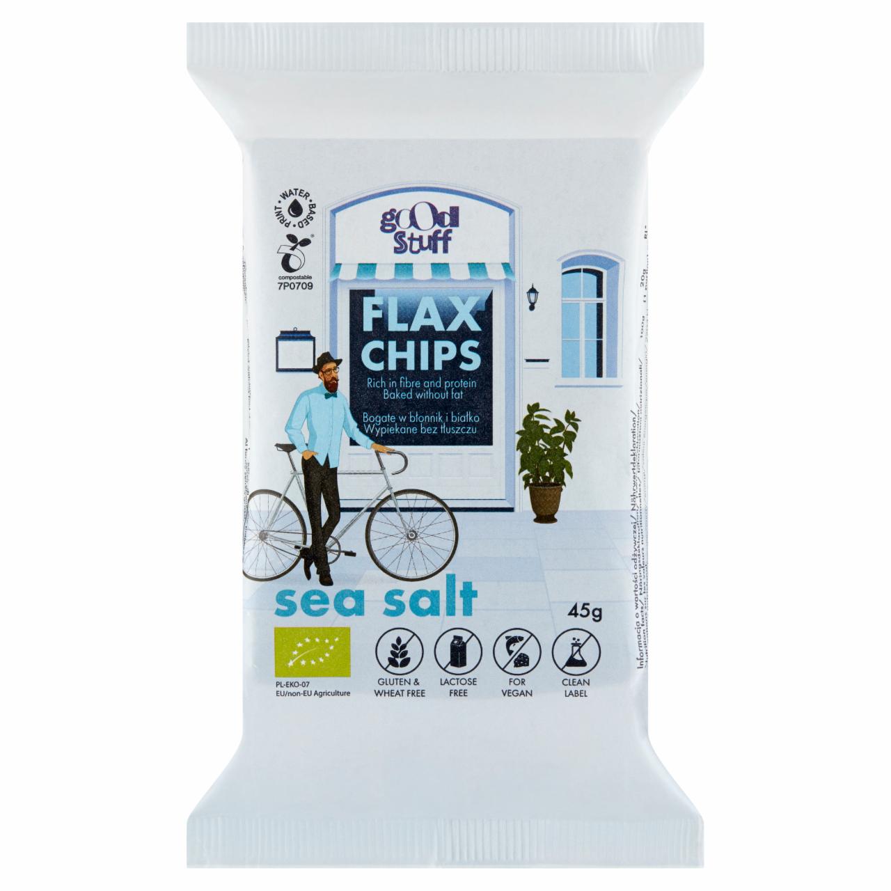 Zdjęcia - Good Stuff Sea Salt Bezglutenowe chipsy z siemienia lnianego 45 g