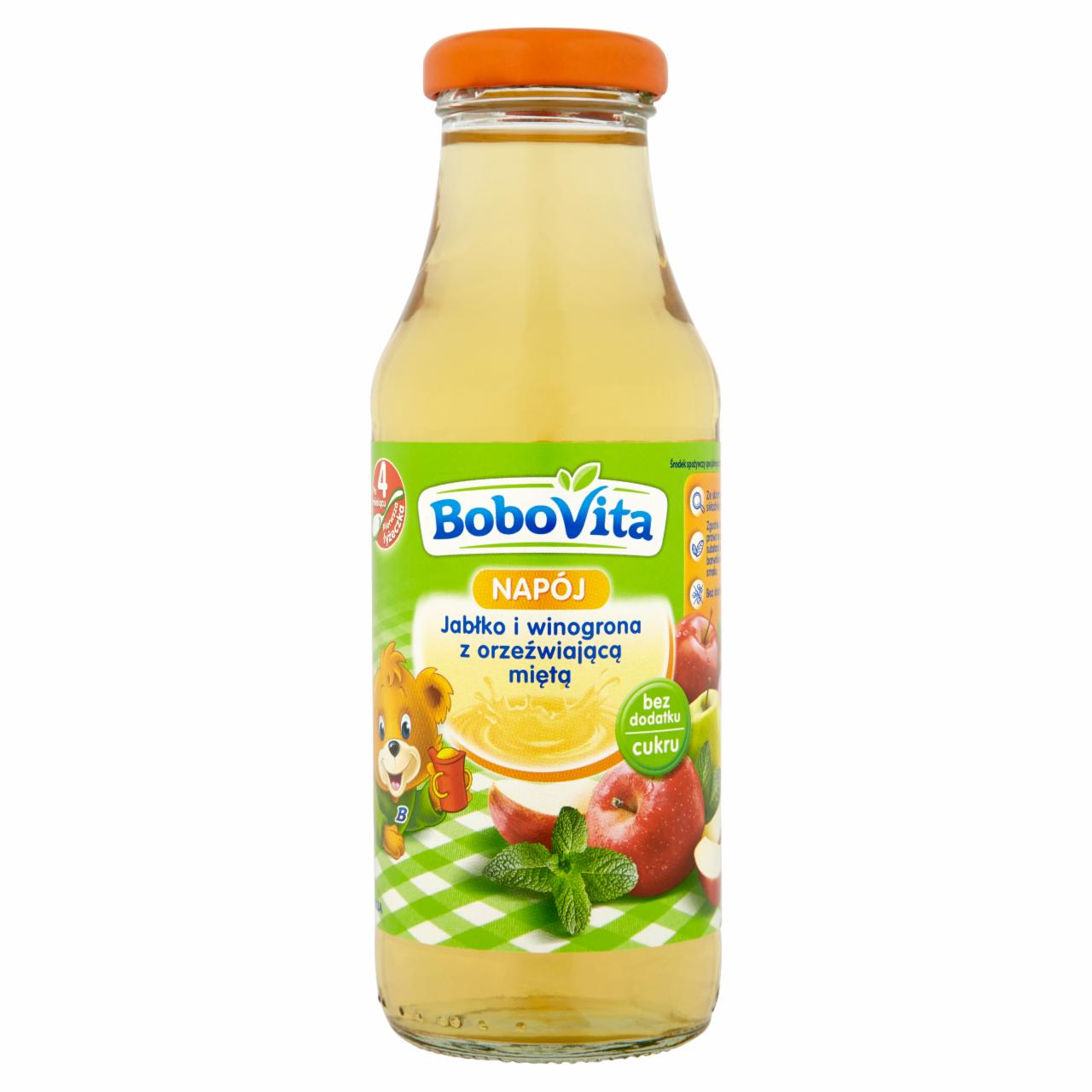 Zdjęcia - BoboVita Napój Jabłko i winogrona z orzeźwiającą miętą po 4 miesiącu 300 ml