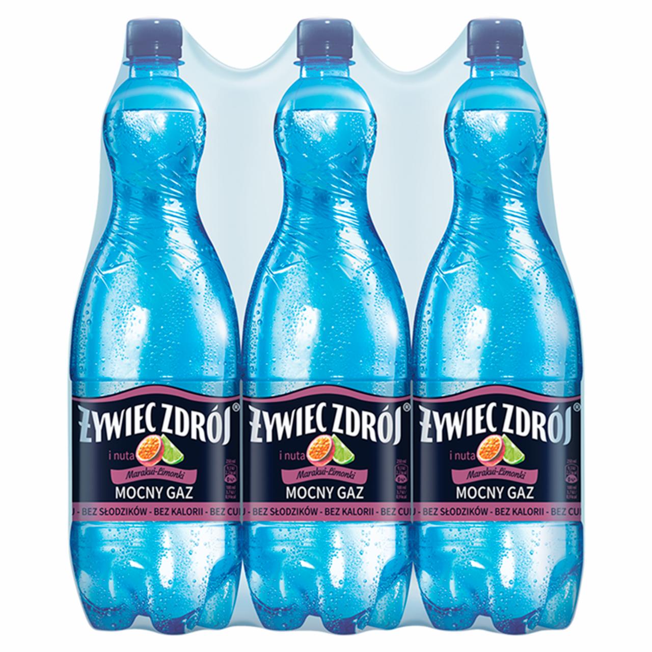 Zdjęcia - Ĺ»ywiec ZdrĂłj Mocny Gaz NapĂłj gazowany z nutÄ… marakui-limonki 6 x 1,5 l