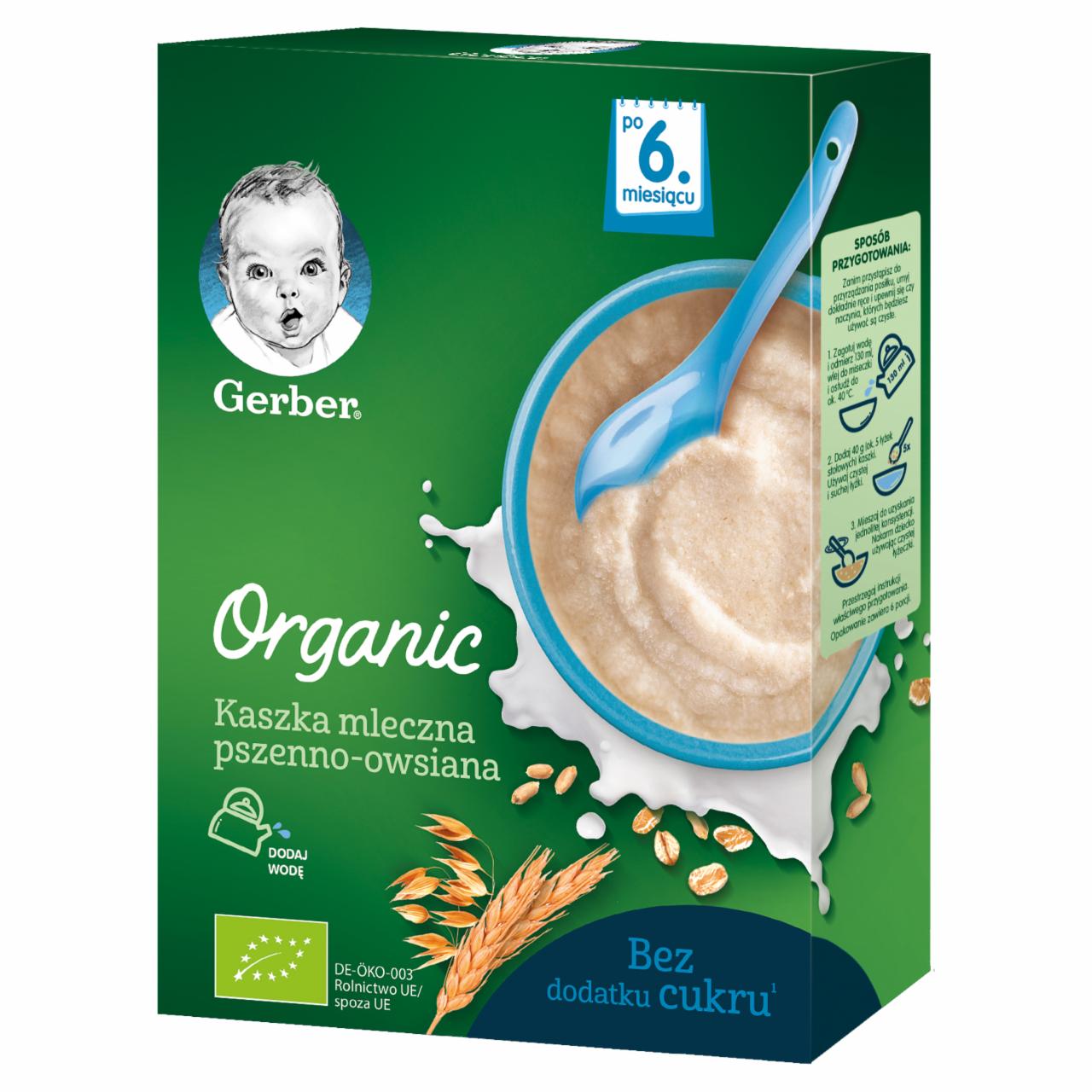 Zdjęcia - Gerber Organic Kaszka mleczna pszenno-owsiana dla niemowląt po 6. miesiącu 240 g