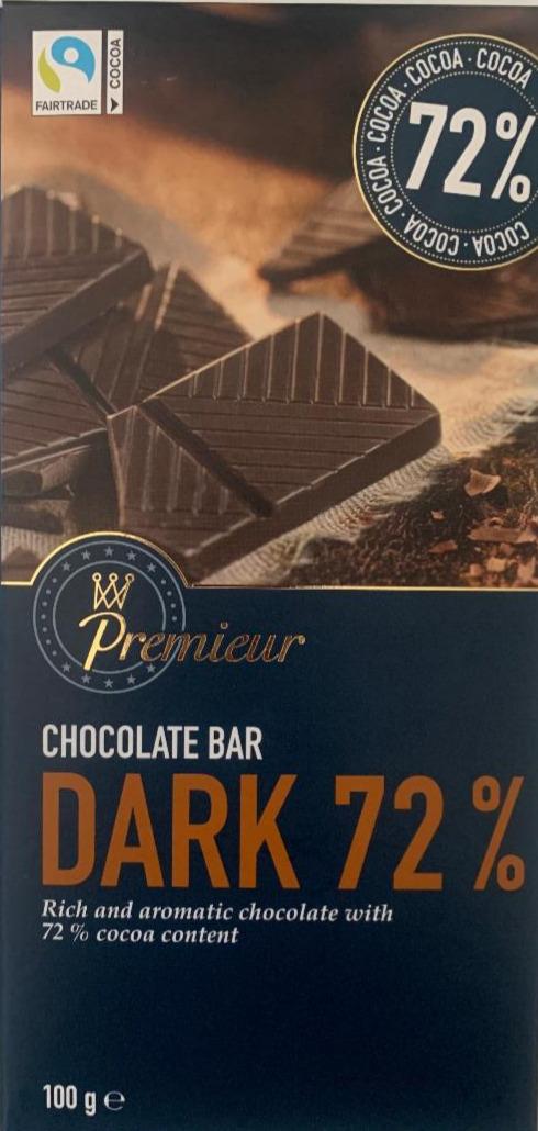 Zdjęcia - Premieur Chocolate Bar Dark 72 %