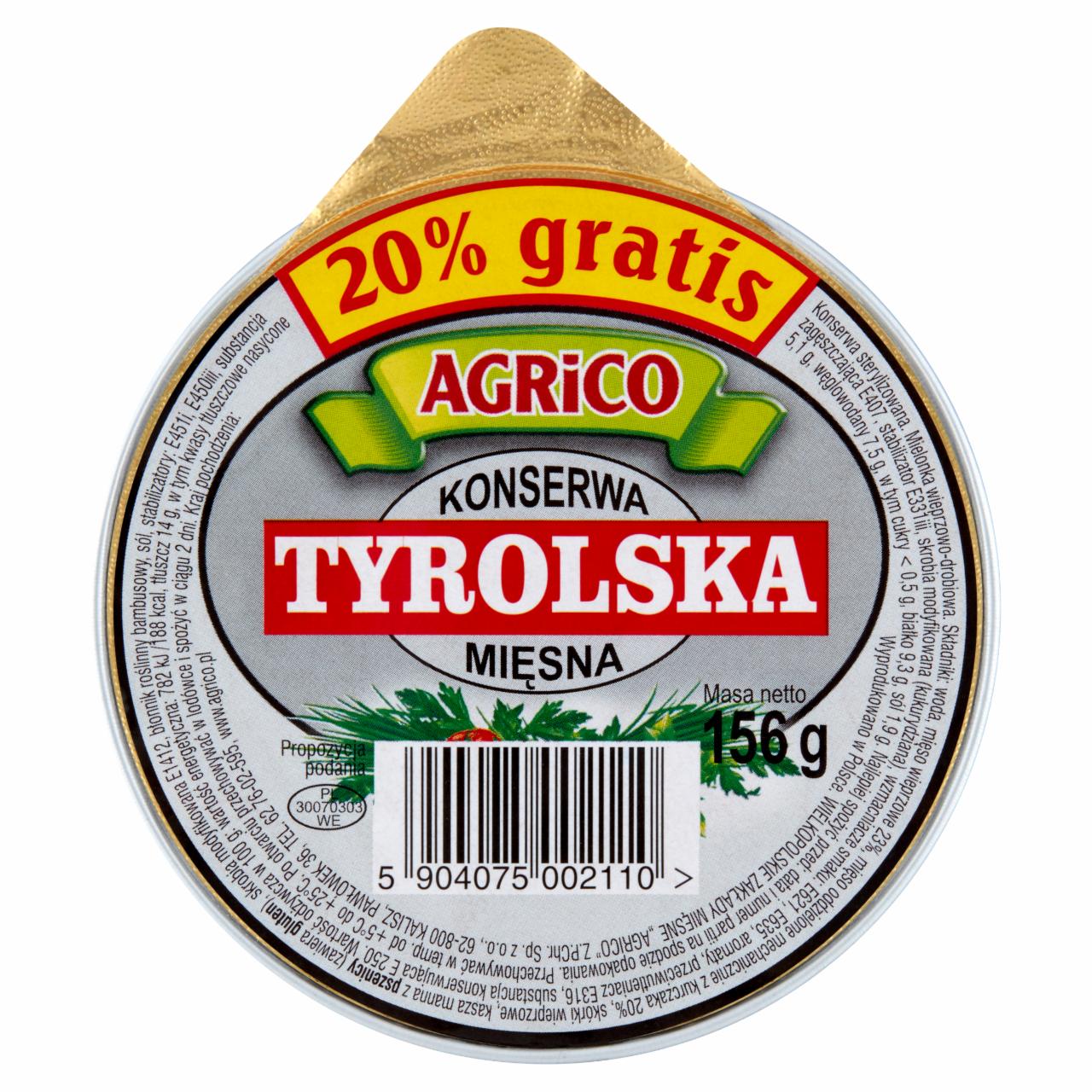 Zdjęcia - Agrico Konserwa mięsna tyrolska 156 g