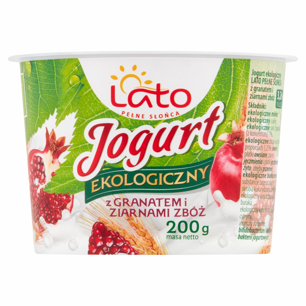 Zdjęcia - Lato pełne słońca Jogurt ekologiczny z granatem i ziarnami zbóż 200 g
