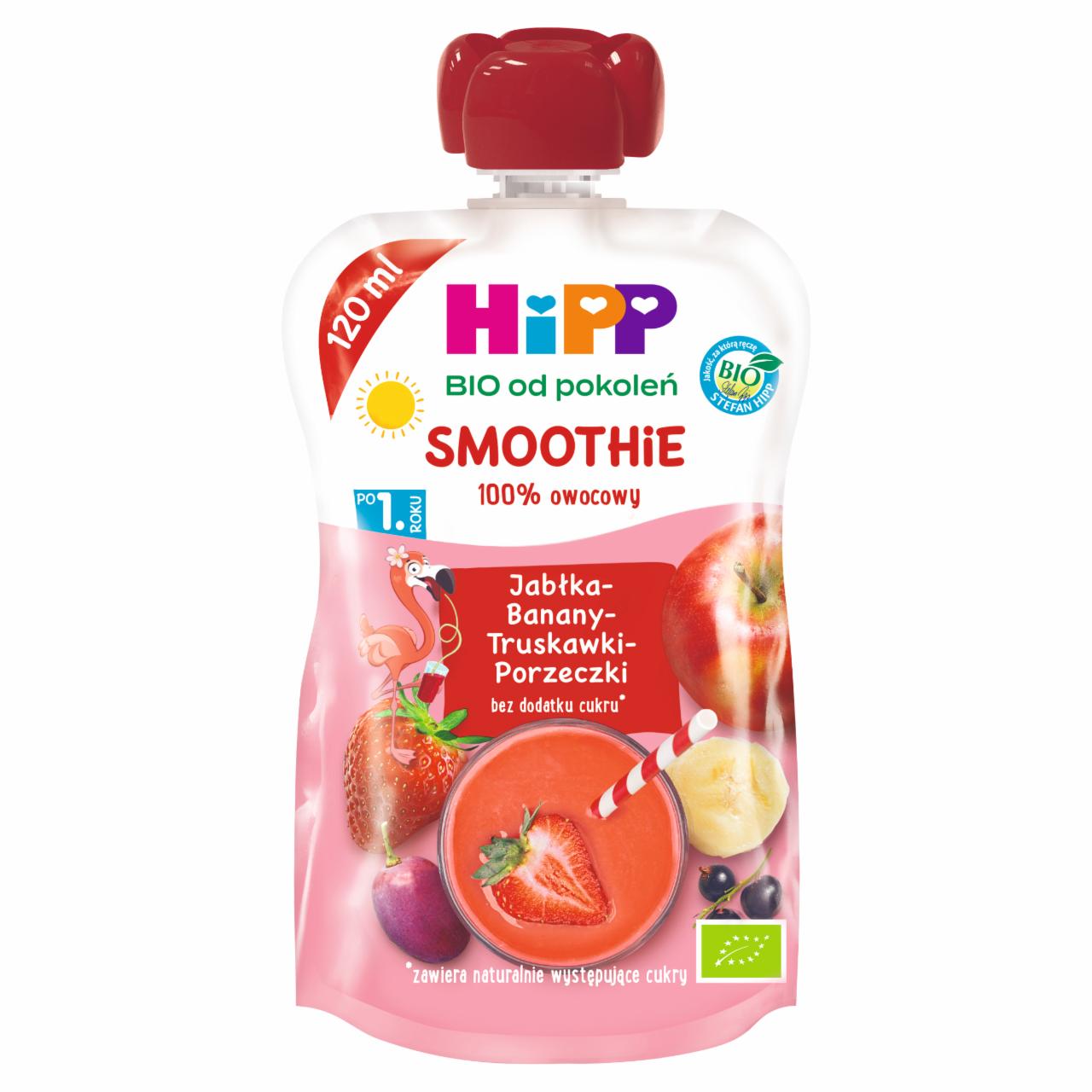 Zdjęcia - HiPP BIO Smoothie Mus z owoców i soków po 1. roku jabłka-banany-truskawki-porzeczki 120 ml