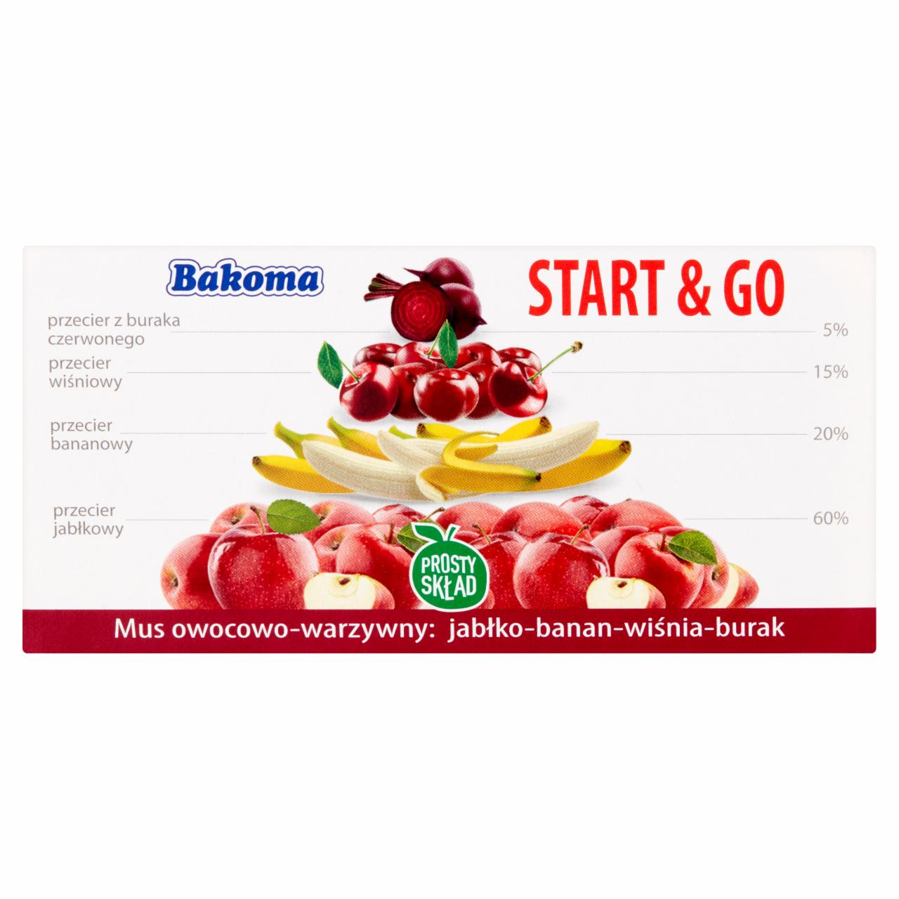 Zdjęcia - Bakoma Start & Go Mus owocowo-warzywny jabłko-banan-wiśnia-burak 200 g (2 x 100 g)