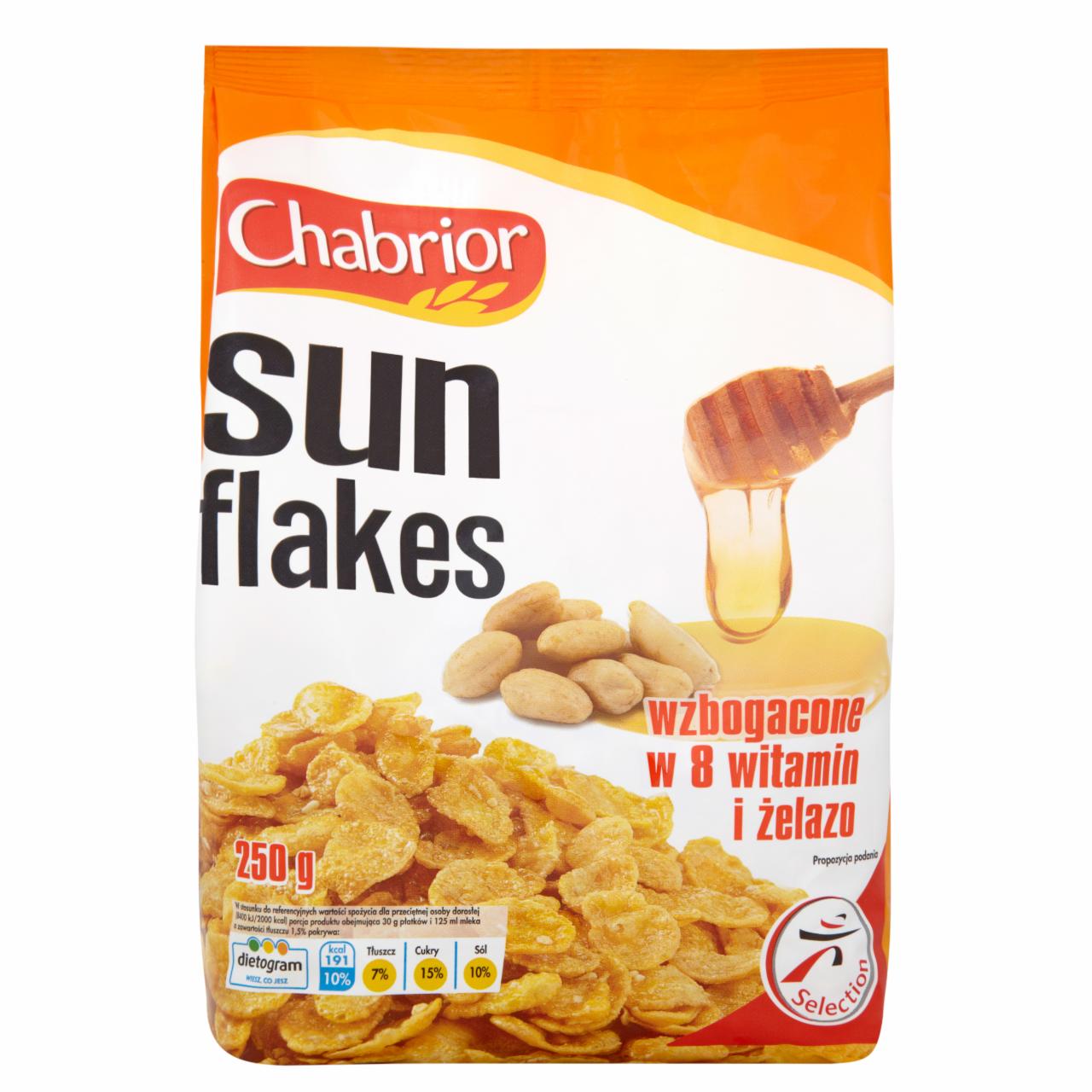 Zdjęcia - Chabrior Sun Flakes Płatki kukurydziane z miodem i orzeszkami wzbogacone w 8 witamin i żelazo 250 g