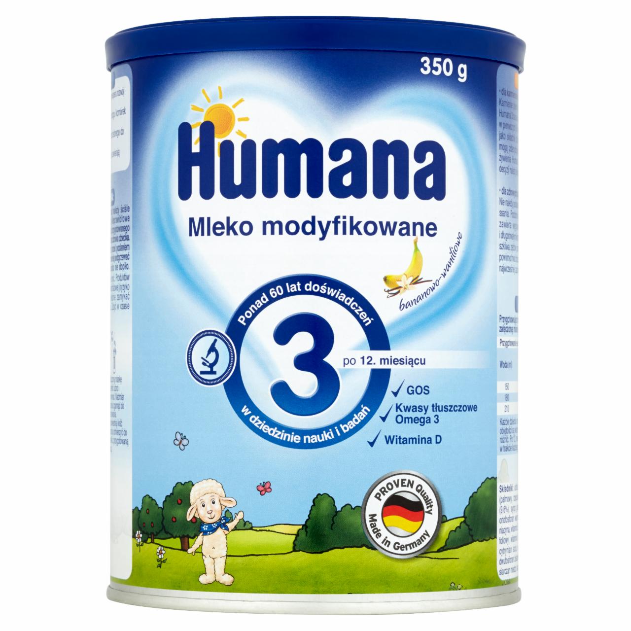 Zdjęcia - Humana 3 Mleko modyfikowane bananowo-waniliowe po 12. miesiącu 350 g