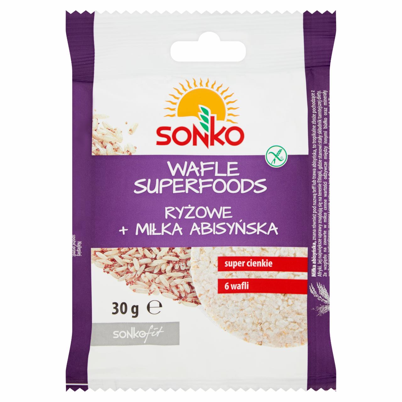 Zdjęcia - Sonko Fit Wafle superfoods ryżowe + miłka abisyńska 30 g