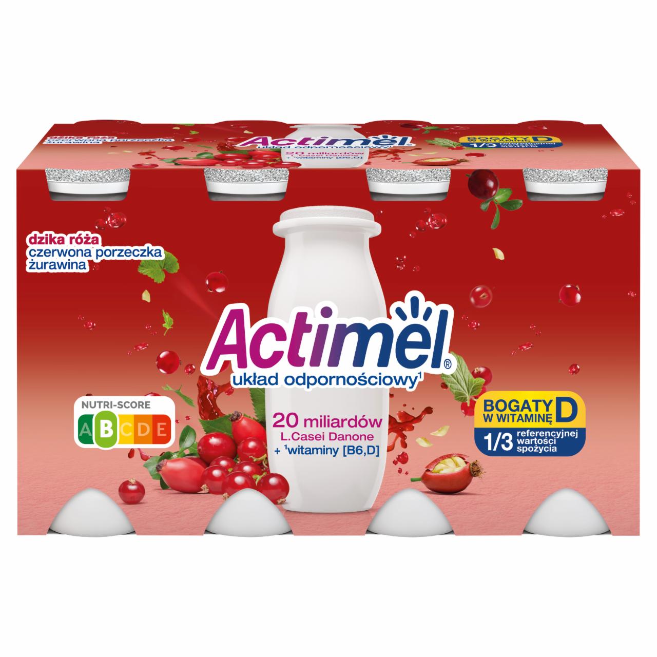 Zdjęcia - Actimel Mleko fermentowane o smaku dzika róża-żurawina-czerwona porzeczka 800 g (8 x 100 g)