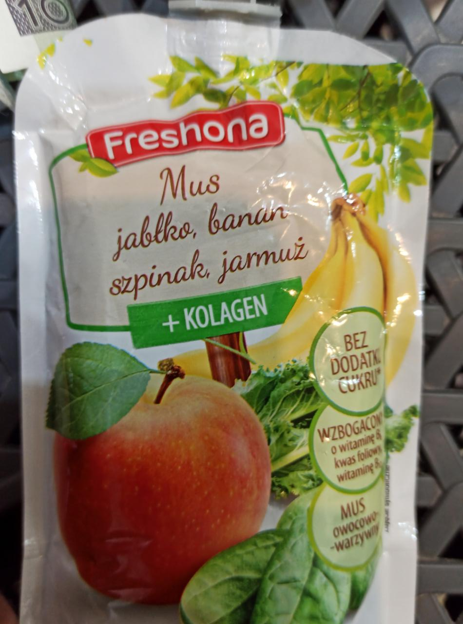 Zdjęcia - freshona mus jabłko banan szpinak jarmuż