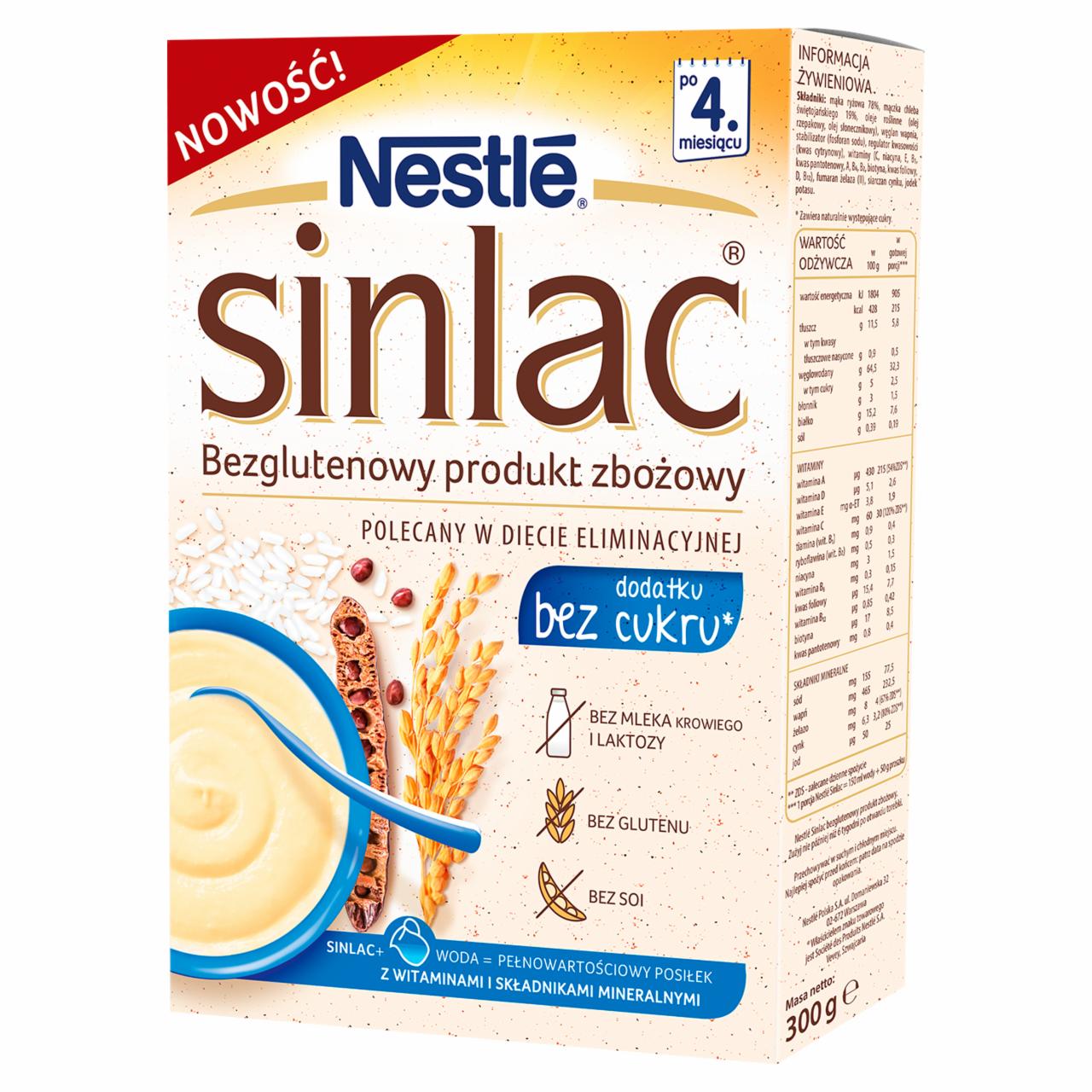 Zdjęcia - Nestlé Sinlac Bezglutenowy produkt zbożowy bez laktozy soi i cukru po 4. miesiącu 300 g