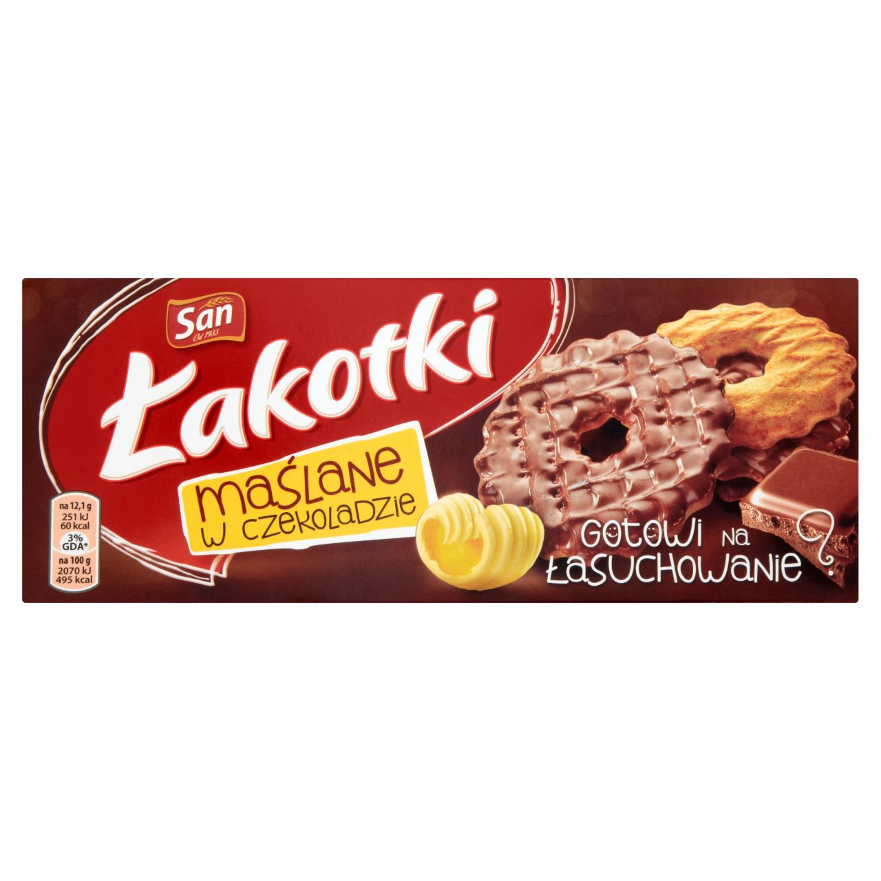 Zdjęcia - San Łakotki maślane w czekoladzie Herbatniki 146 g