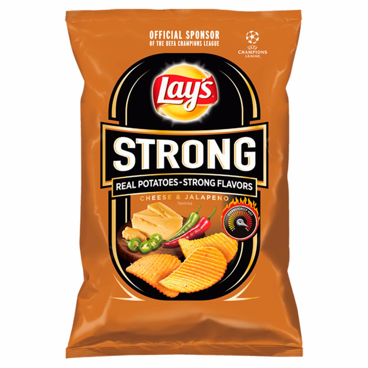 Zdjęcia - Lay's Strong Chipsy ziemniaczane karbowane o smaku sera i ostrej papryki 130 g