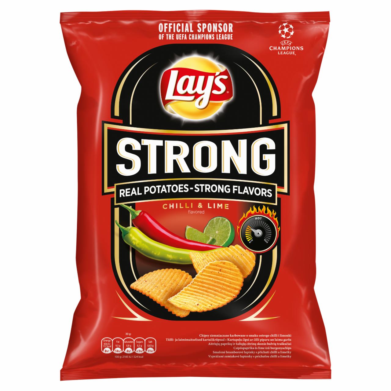 Zdjęcia - Lay's Strong Chipsy ziemniaczane karbowane o smaku ostrego chilli i limonki 265 g