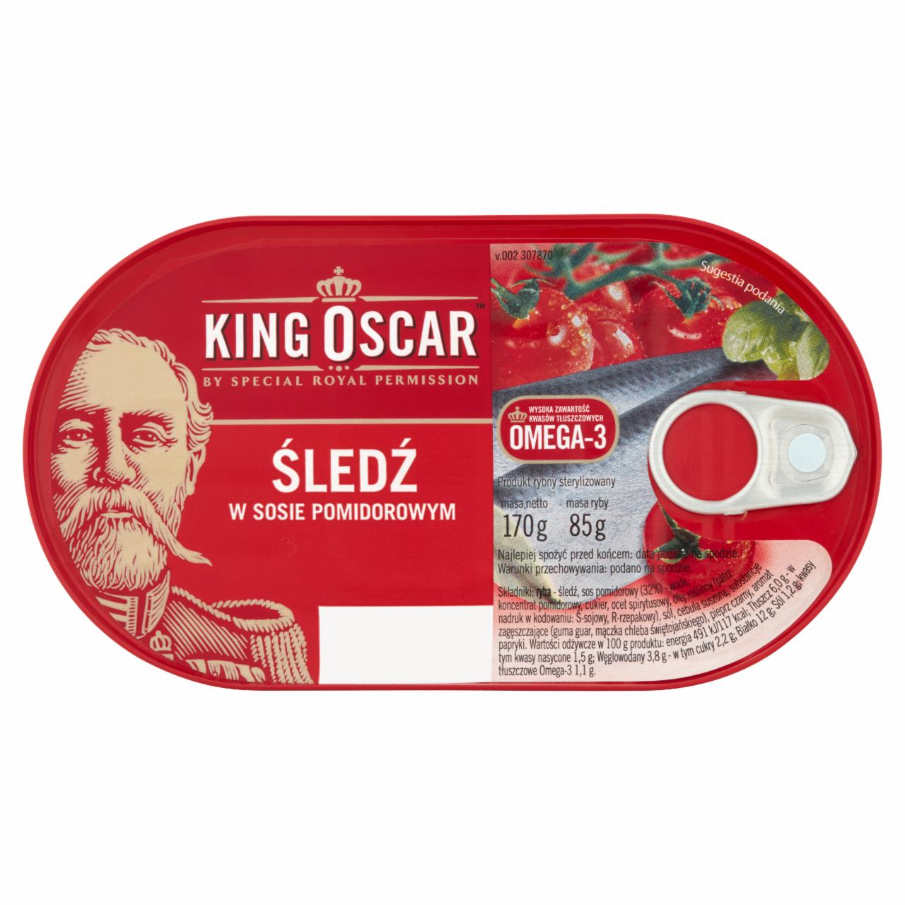 Zdjęcia - King Oscar Śledź w sosie pomidorowym 170 g