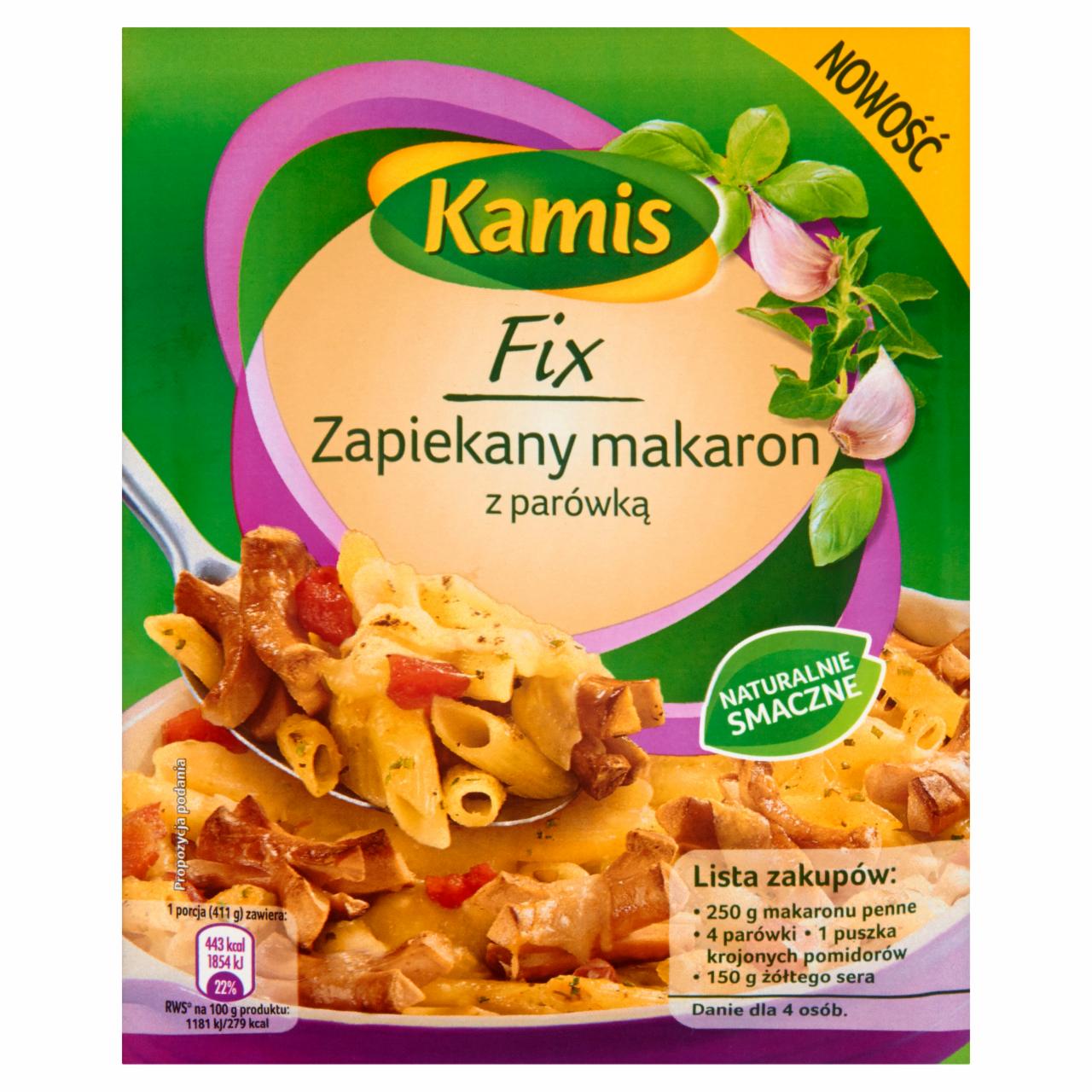 Zdjęcia - Kamis Fix Zapiekany makaron z parówką 45 g