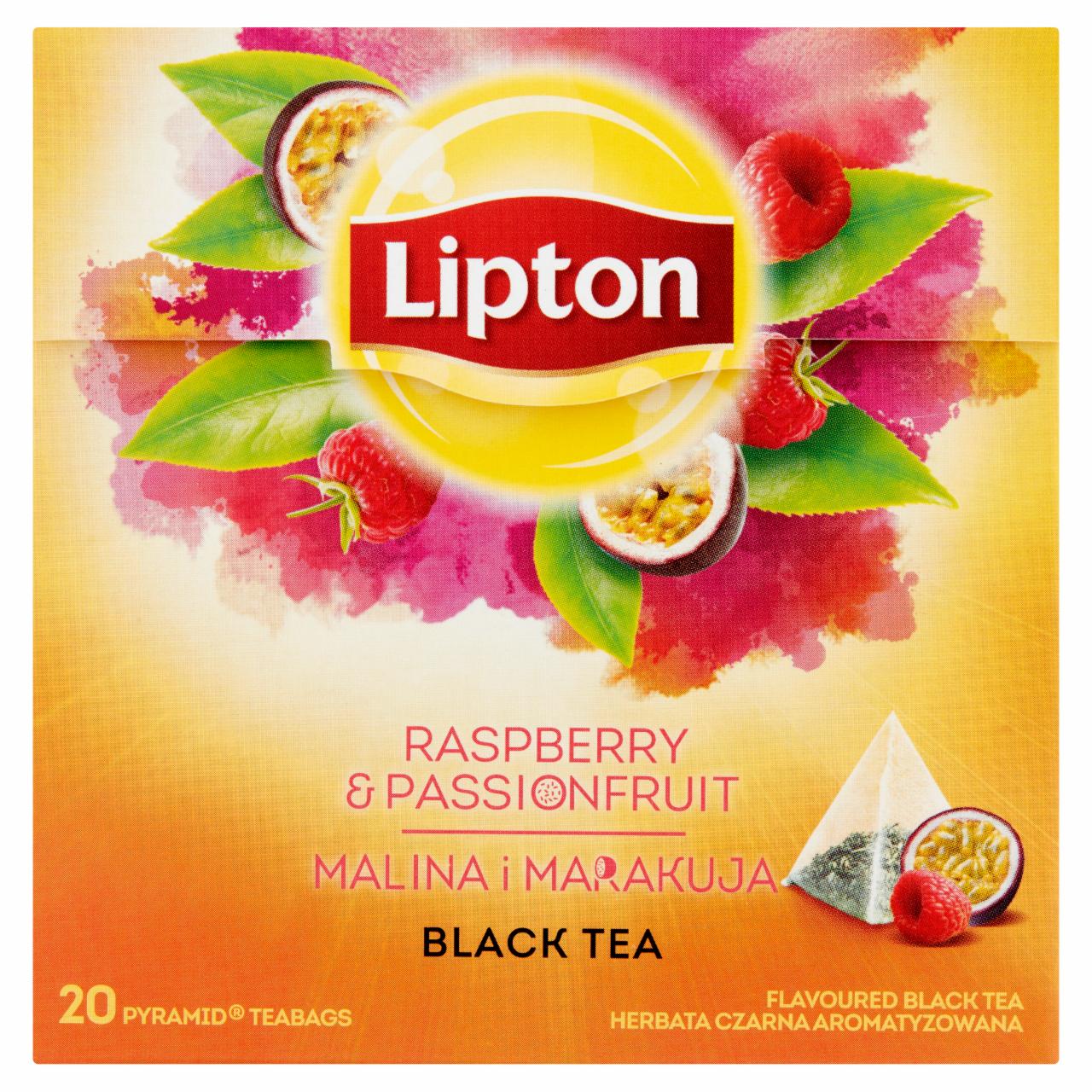 Zdjęcia - Lipton Herbata czarna aromatyzowana malina i marakuja 32 g (20 torebek)