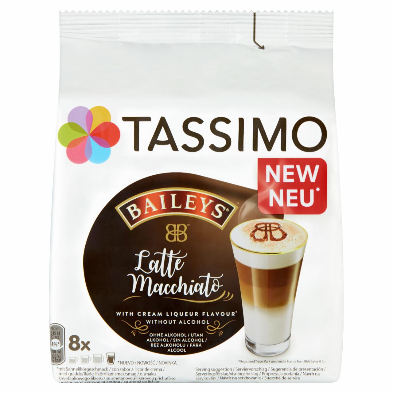 Zdjęcia - Tassimo Baileys Latte Macchiato Kawa mielona i śmietanka w kapsułkach 264 g (8 x 6,5 g i 8 x 26,5 g)