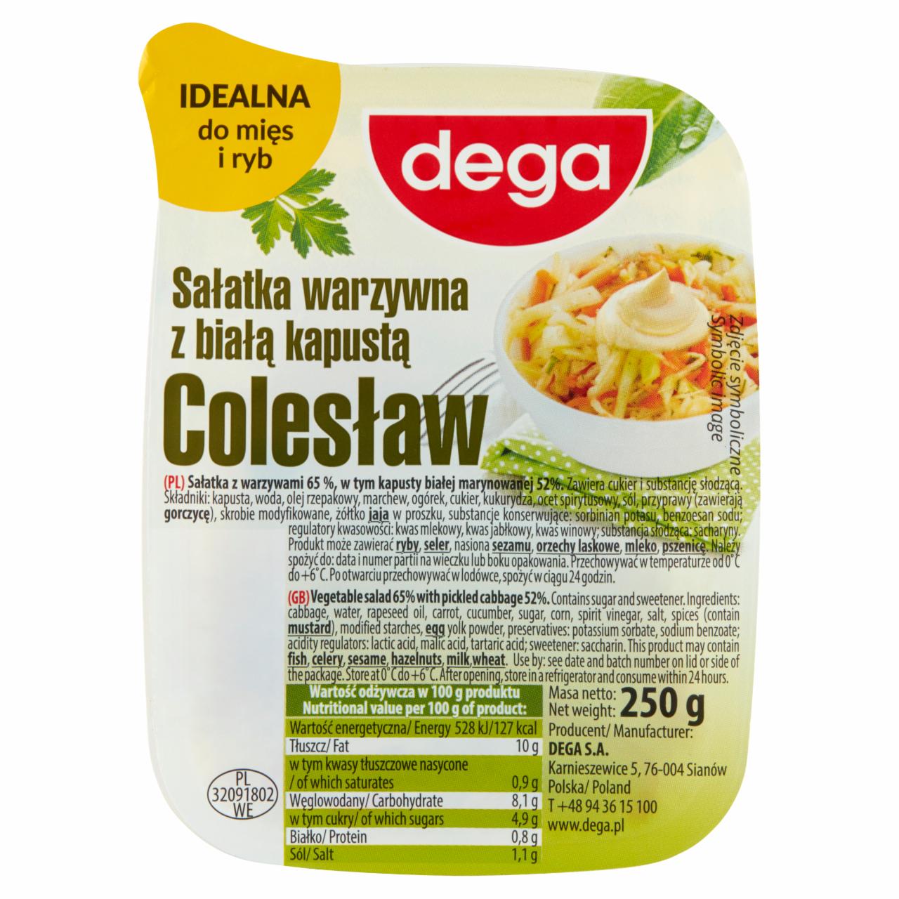 Zdjęcia - Dega Sałatka warzywna z białą kapustą colesław 250 g