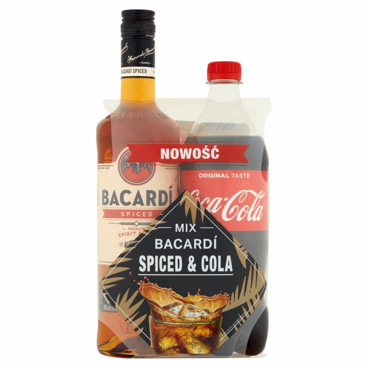 Zdjęcia - Bacardi Spiced Napój spirytusowy na bazie rumu 700 ml i Coca-Cola Napój gazowany 850 ml