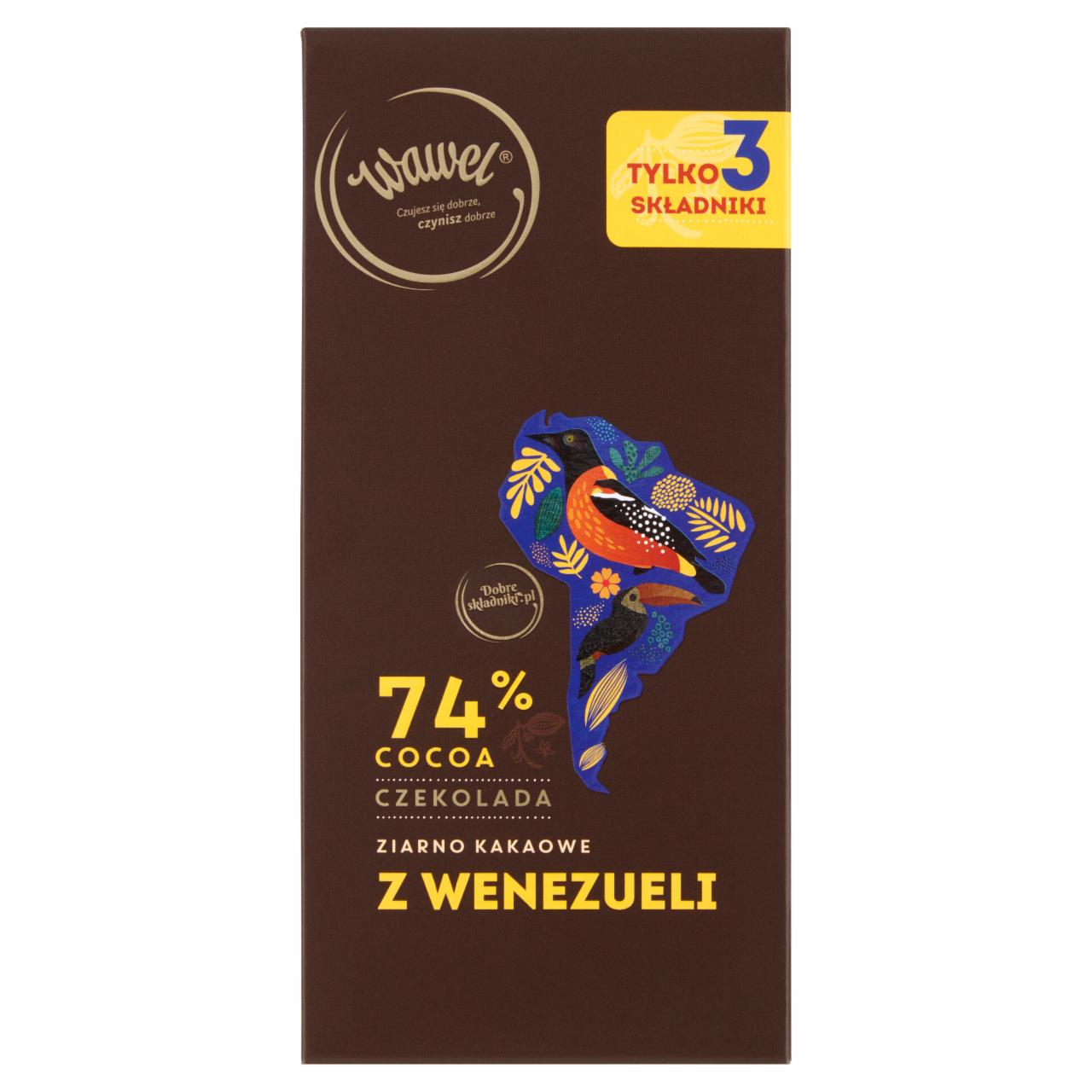 Zdjęcia - Wawel Czekolada 74% cocoa ziarno kakaowe z Wenezueli 100 g
